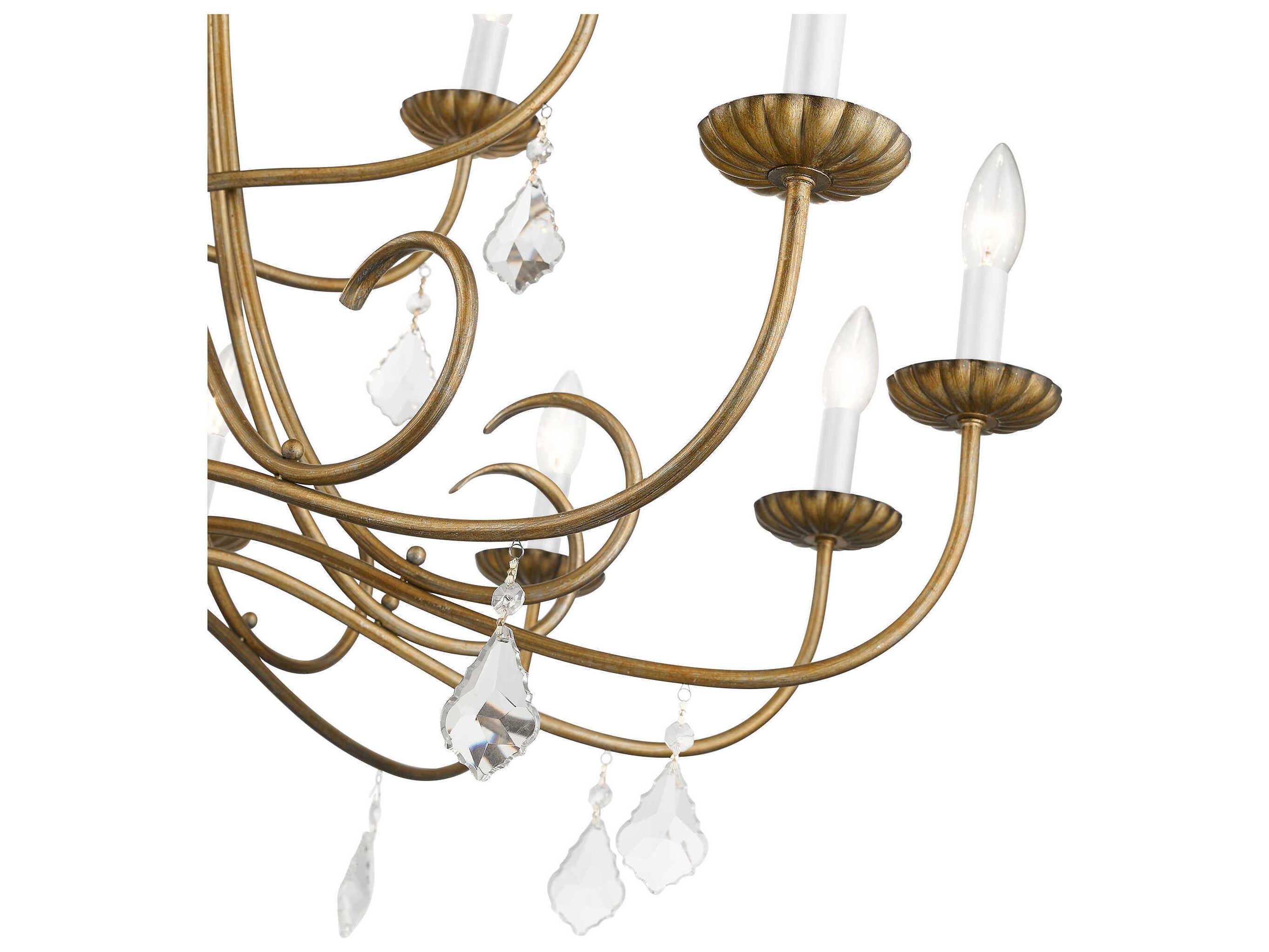 Livex Lighting Daphne 18-Light8-Light Antique Gold Leaf Crystal Candelabra Chandelier