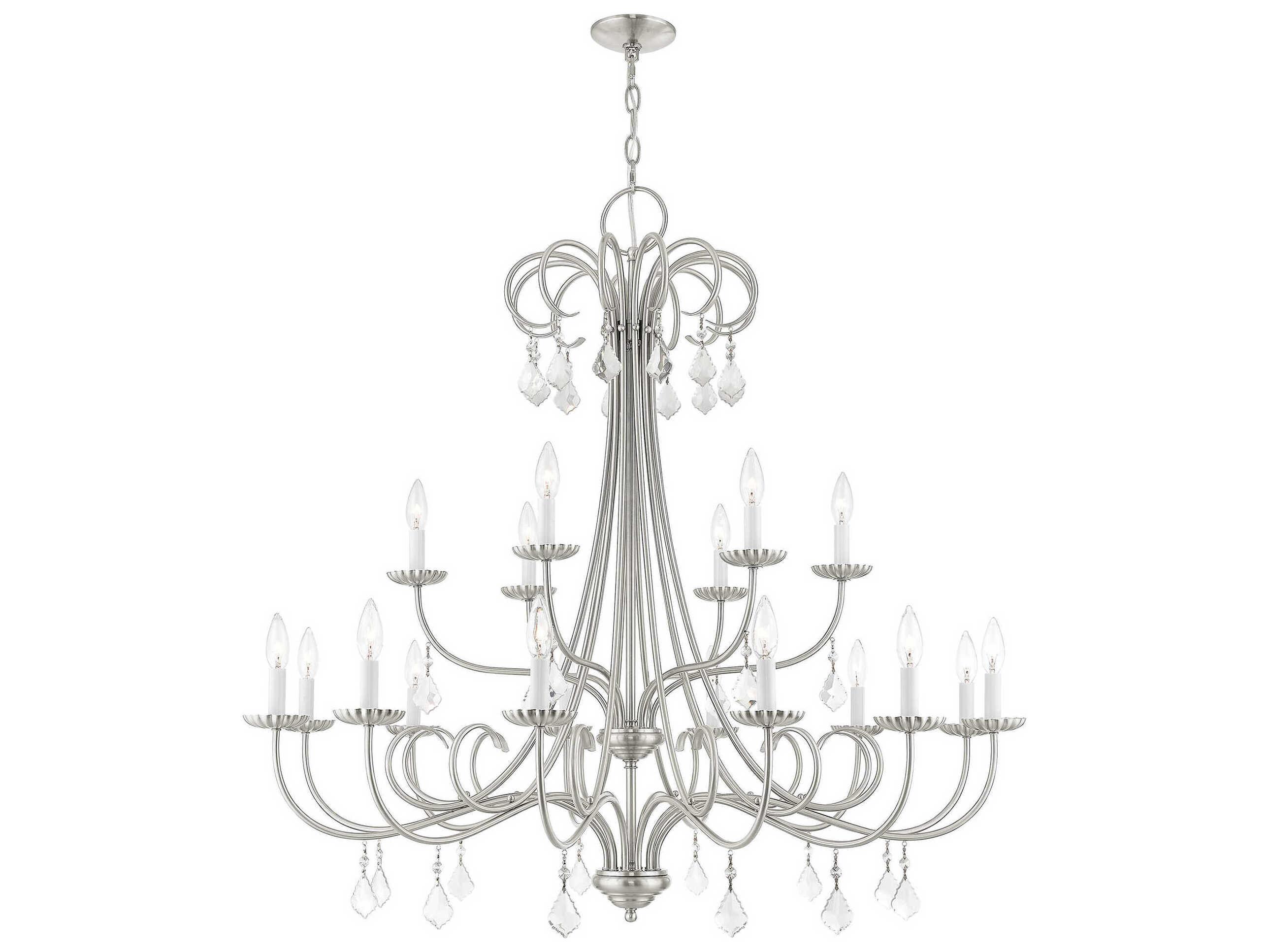 Livex Lighting Daphne 18-Light8-Light Brushed Nickel Crystal Candelabra Tiered Chandelier
