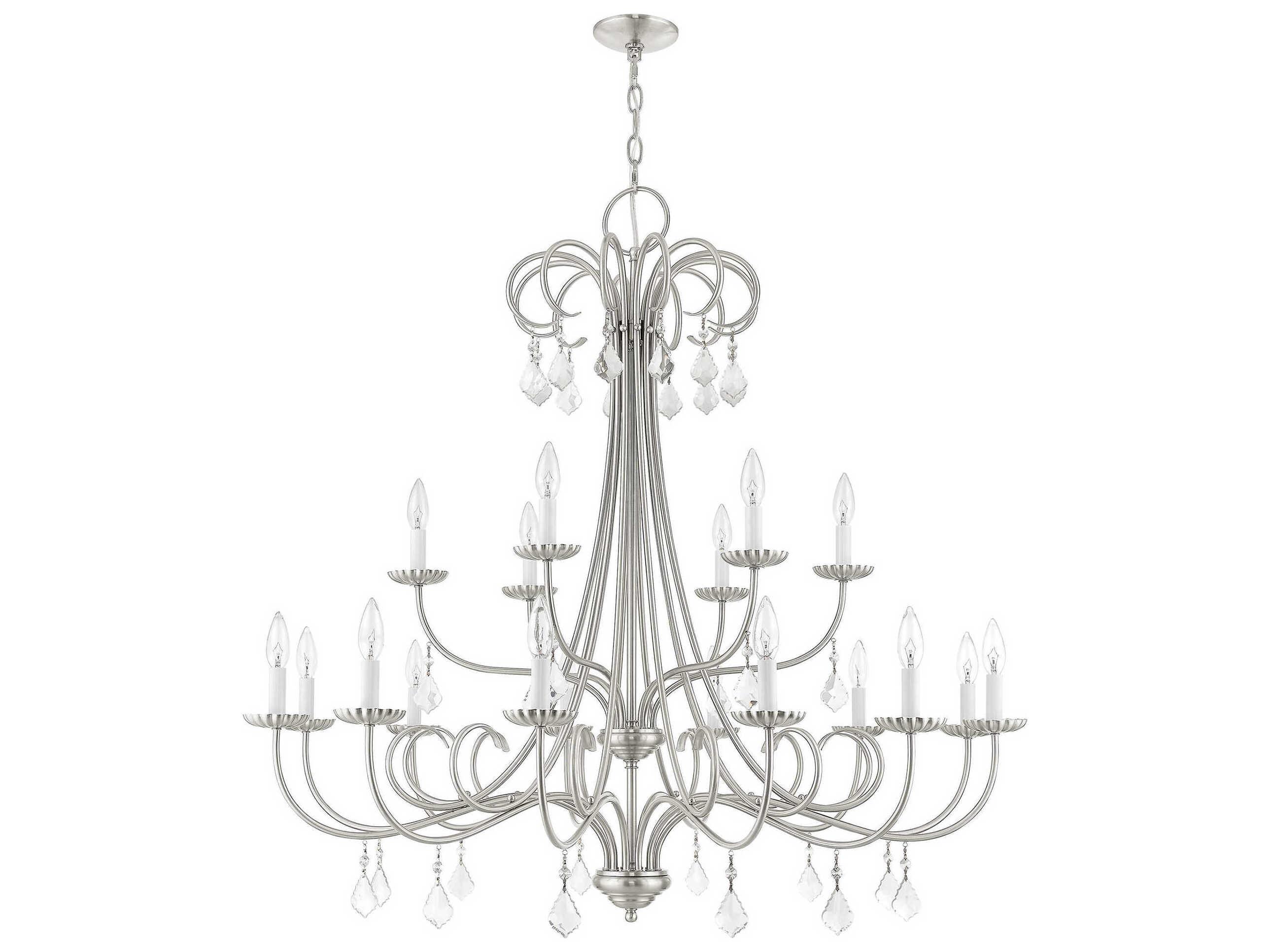 Livex Lighting Daphne 18-Light8-Light Brushed Nickel Crystal Candelabra Tiered Chandelier