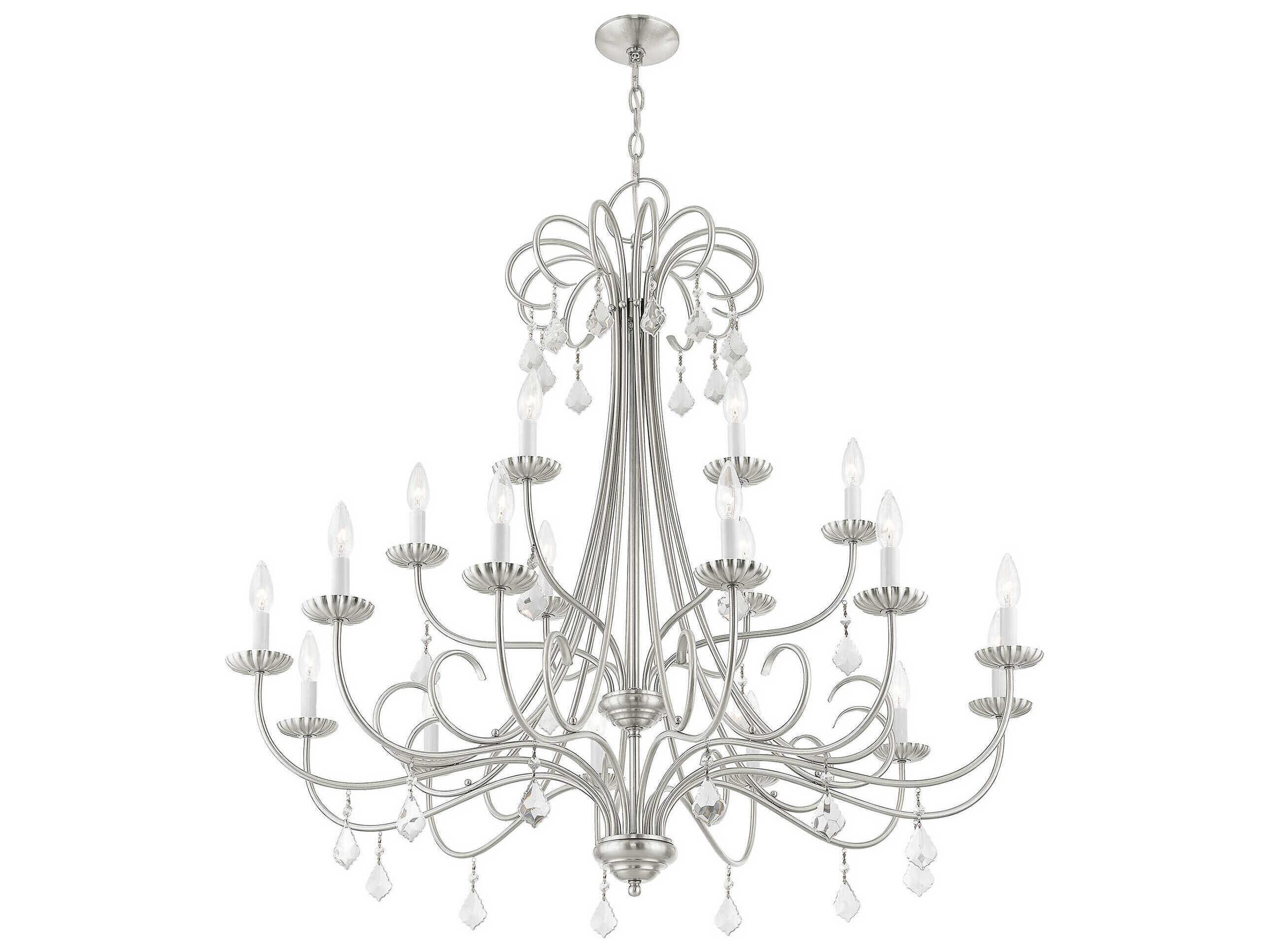 Livex Lighting Daphne 18-Light8-Light Brushed Nickel Crystal Candelabra Tiered Chandelier