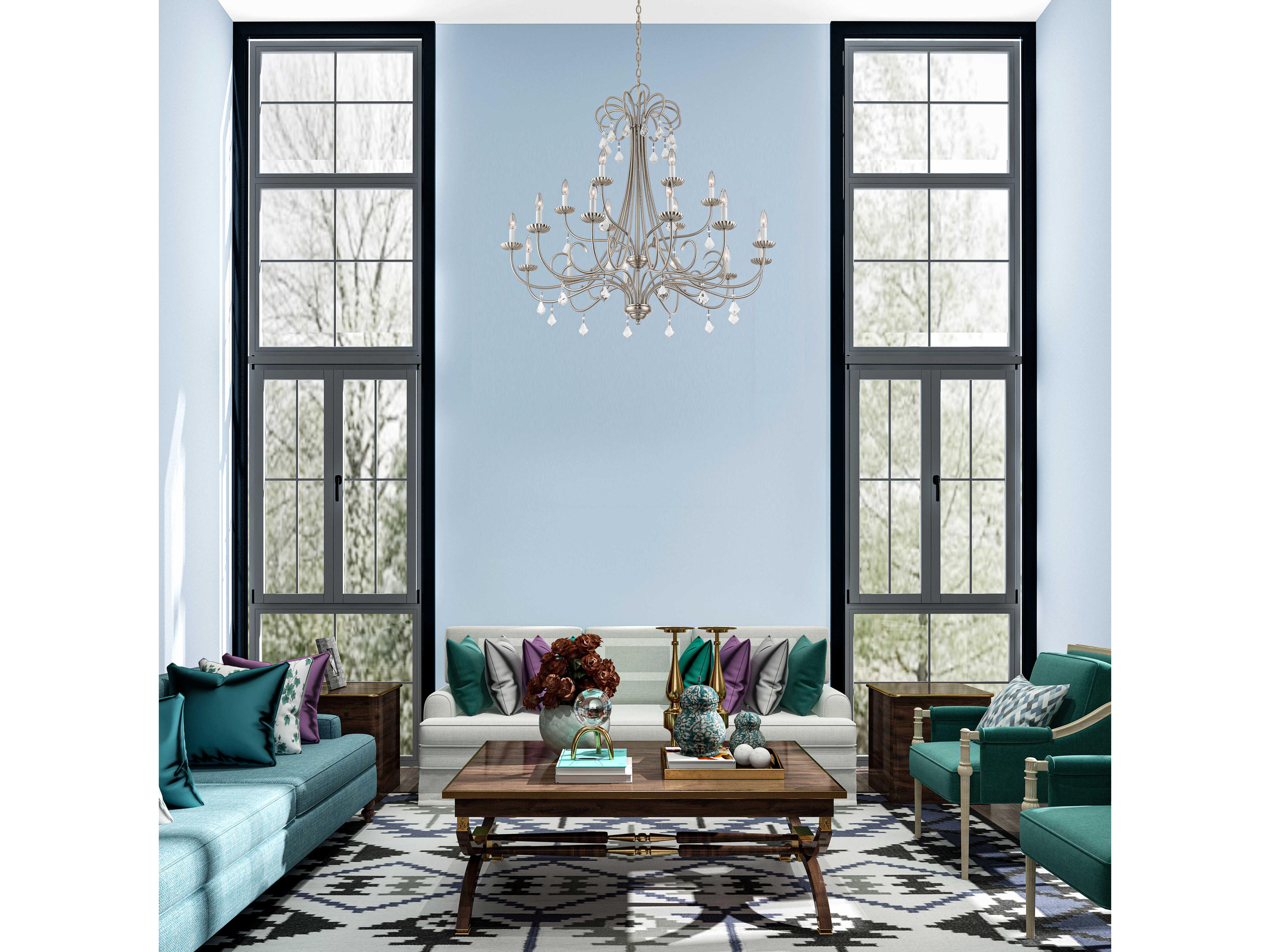 Livex Lighting Daphne 18-Light8-Light Brushed Nickel Crystal Candelabra Tiered Chandelier