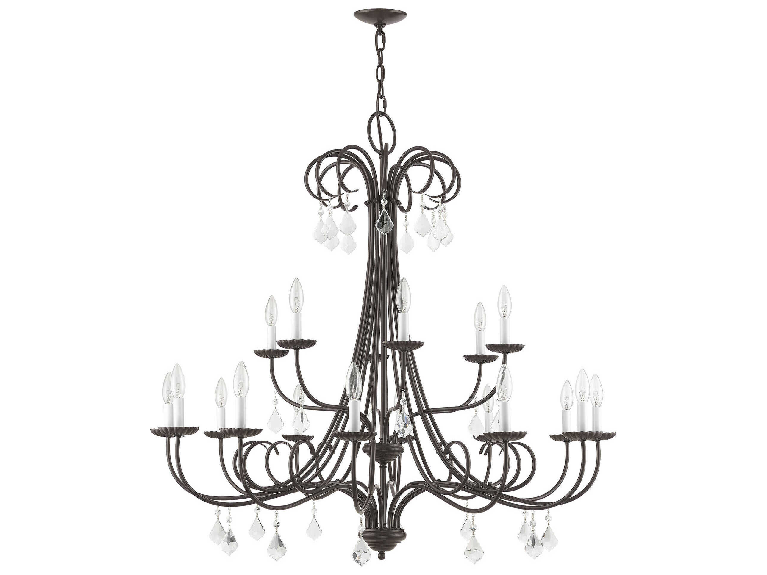 Livex Lighting Daphne 18-Light8-Light English Bronze Crystal Candelabra Tiered Chandelier