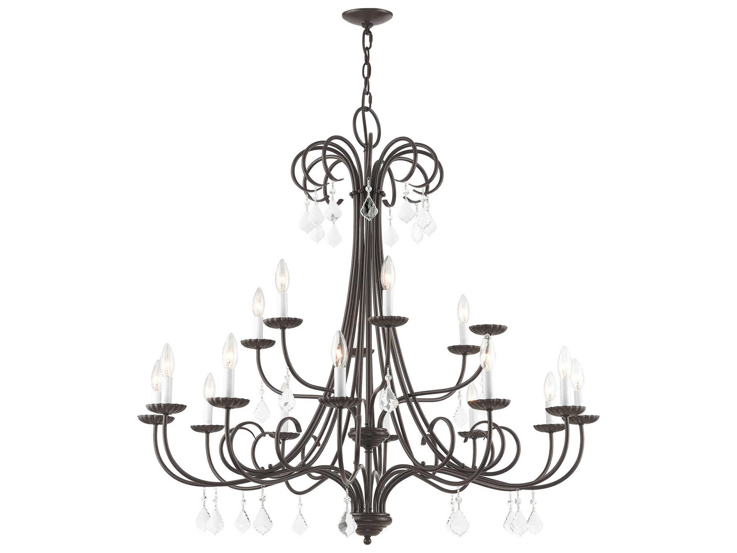 Livex Lighting Daphne 18-Light8-Light English Bronze Crystal Candelabra Tiered Chandelier