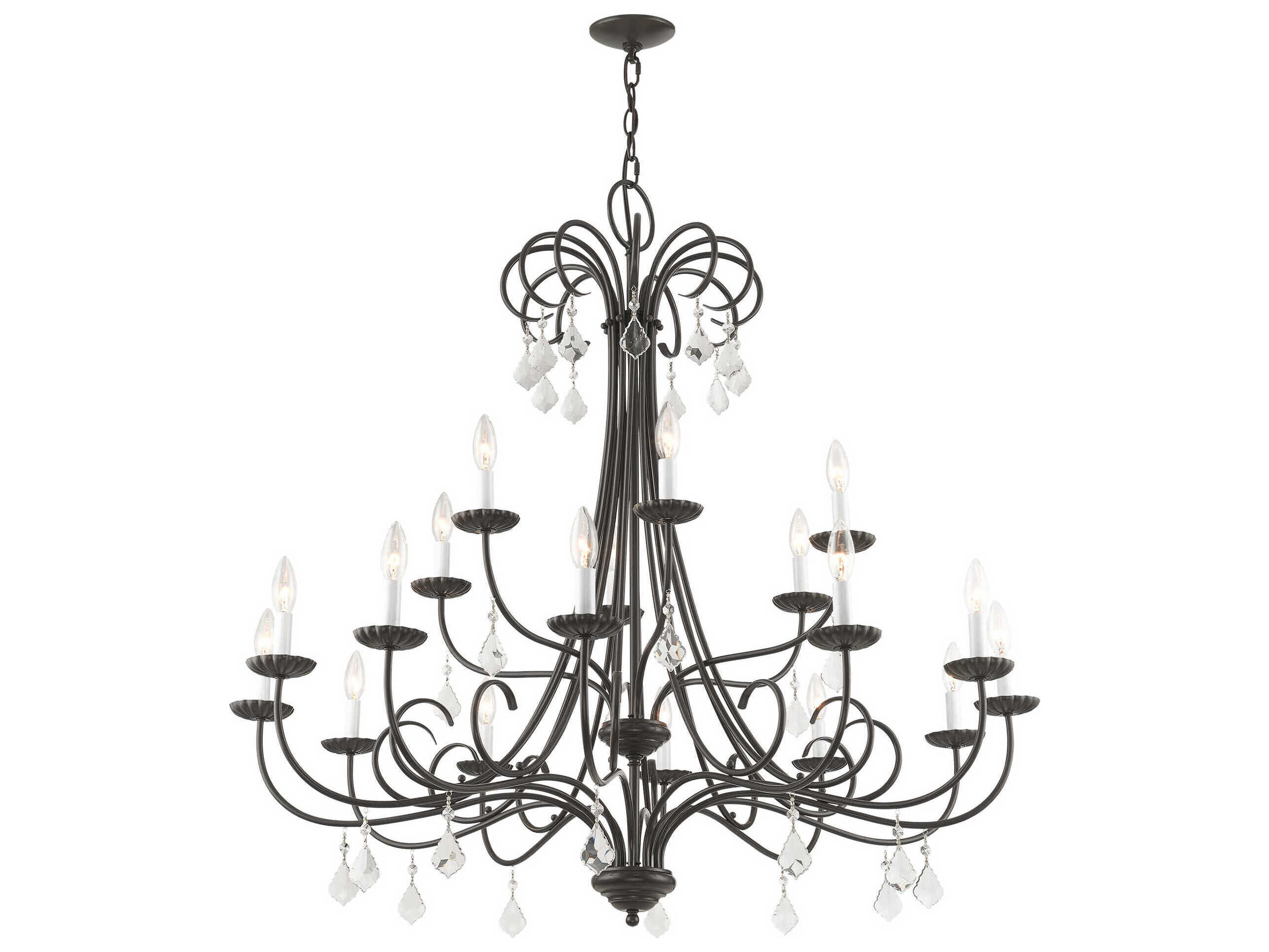 Livex Lighting Daphne 18-Light8-Light English Bronze Crystal Candelabra Tiered Chandelier
