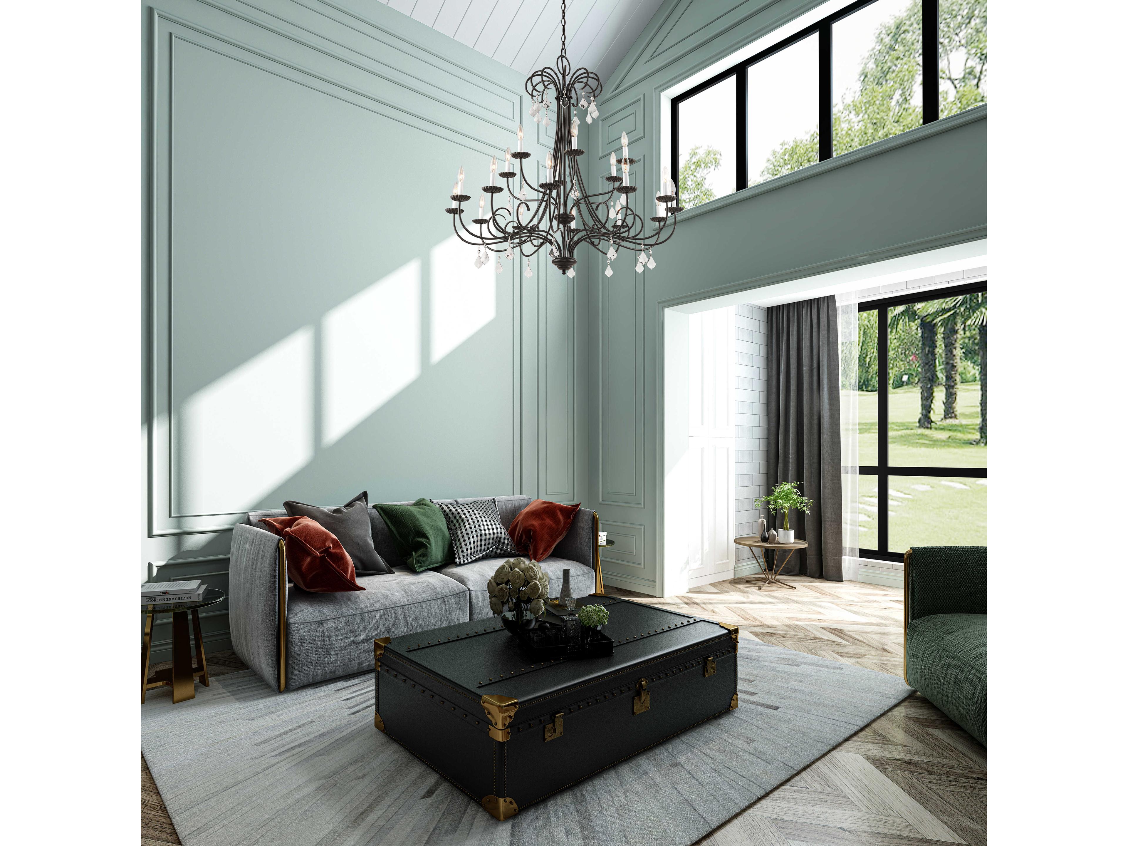 Livex Lighting Daphne 18-Light8-Light English Bronze Crystal Candelabra Tiered Chandelier