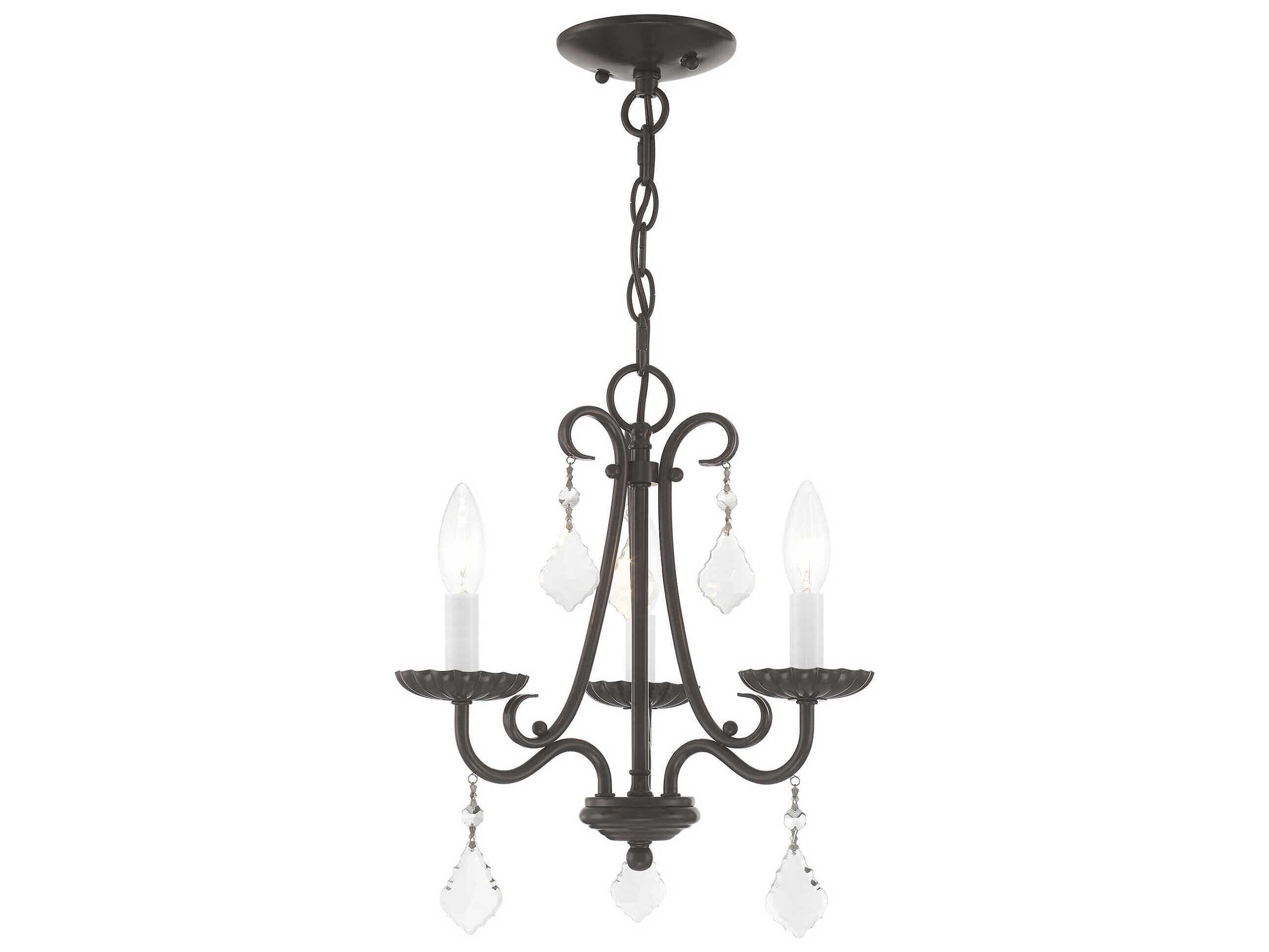 Livex Lighting Daphne 3-Light English Bronze Crystal Candelabra Chandelier
