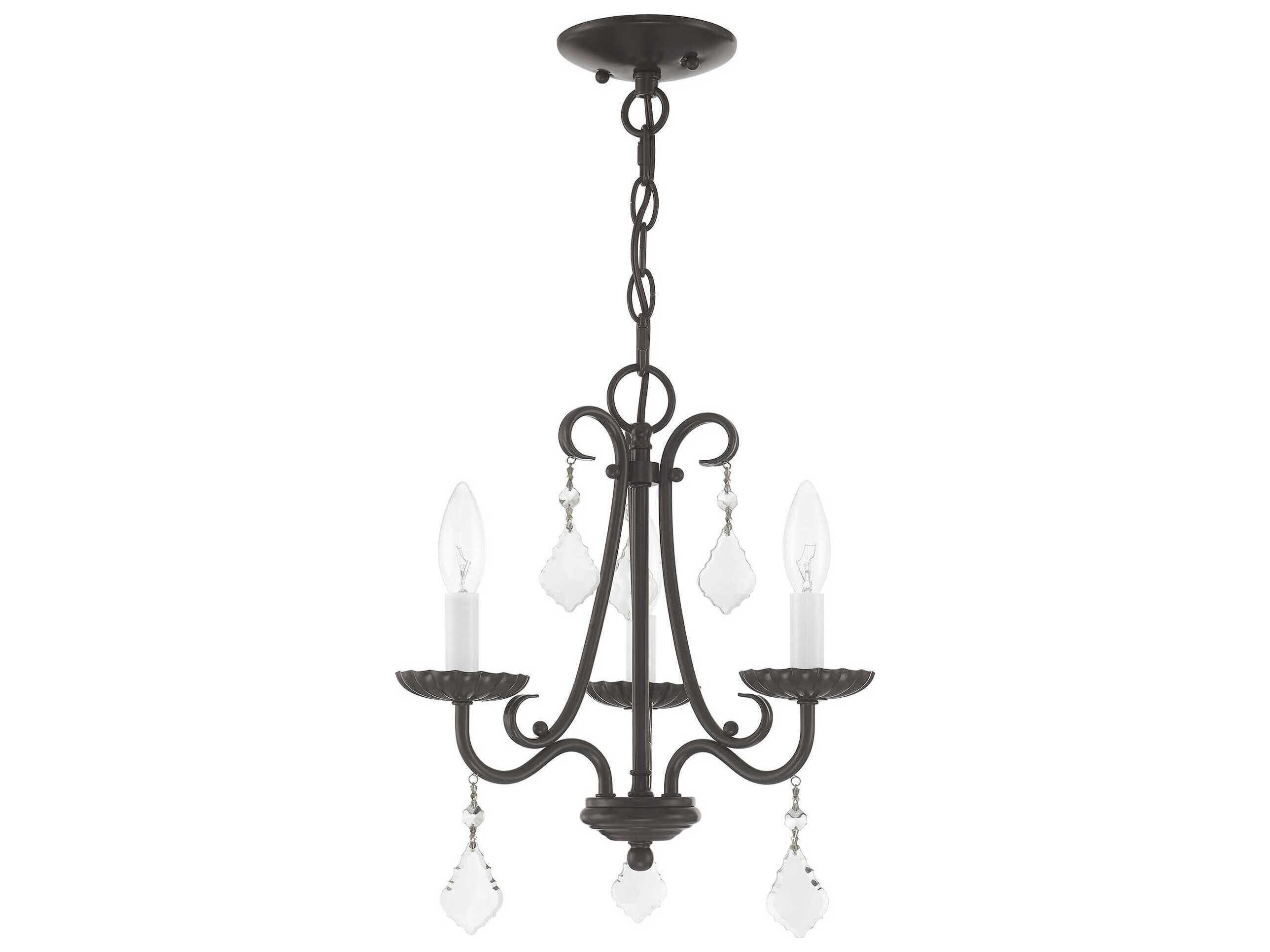 Livex Lighting Daphne 3-Light English Bronze Crystal Candelabra Chandelier