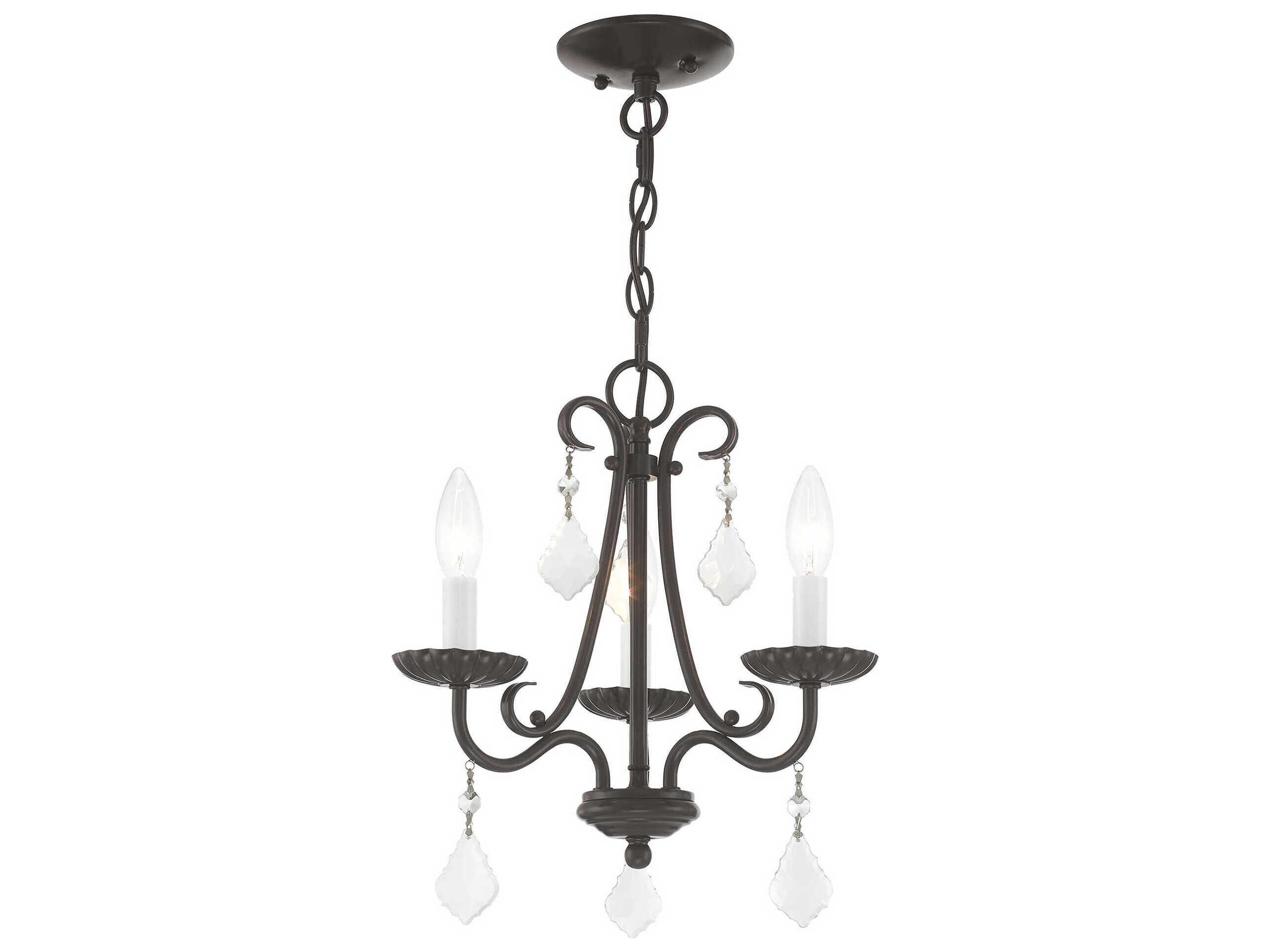 Livex Lighting Daphne 3-Light English Bronze Crystal Candelabra Chandelier