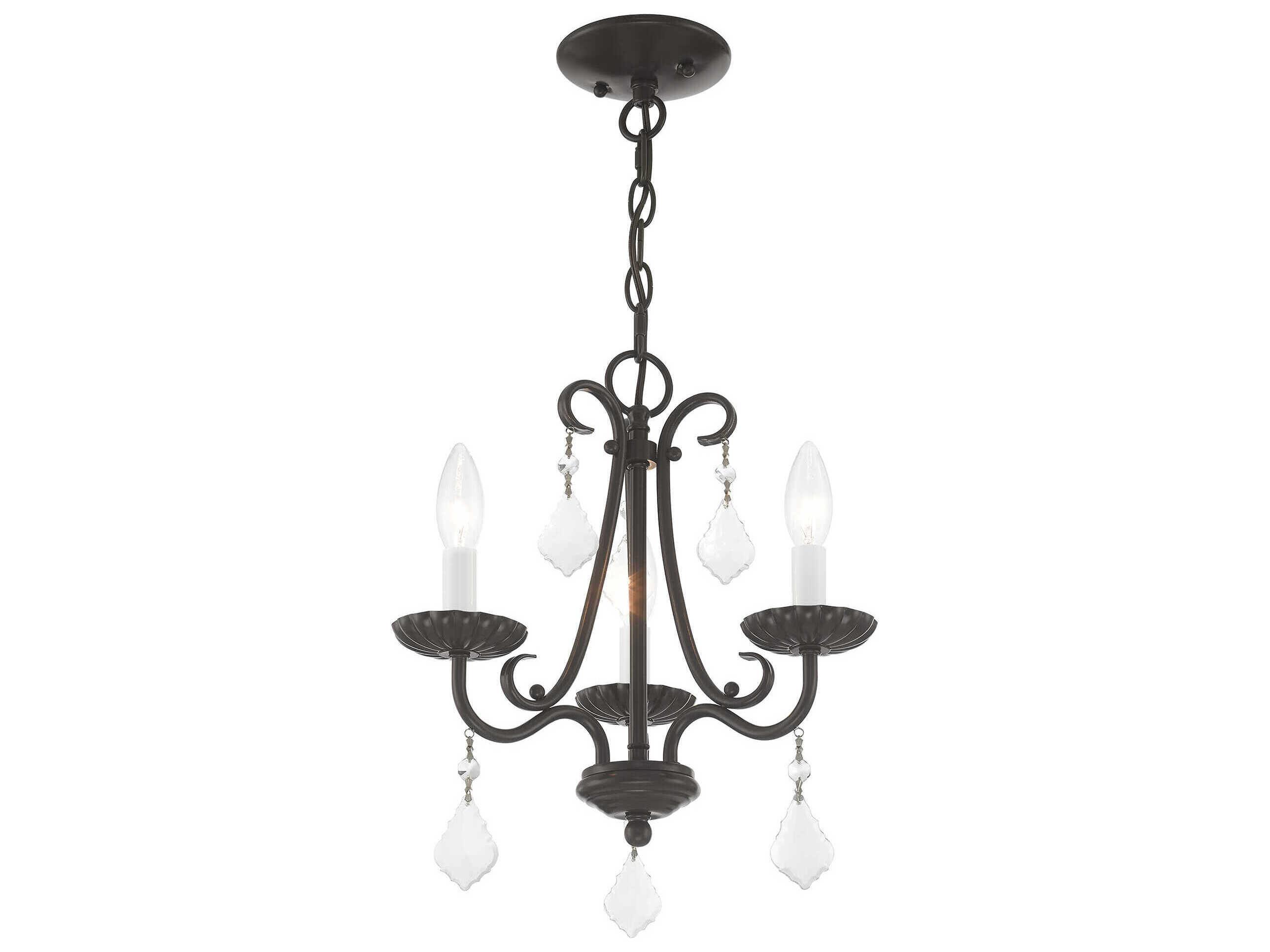 Livex Lighting Daphne 3-Light English Bronze Crystal Candelabra Chandelier