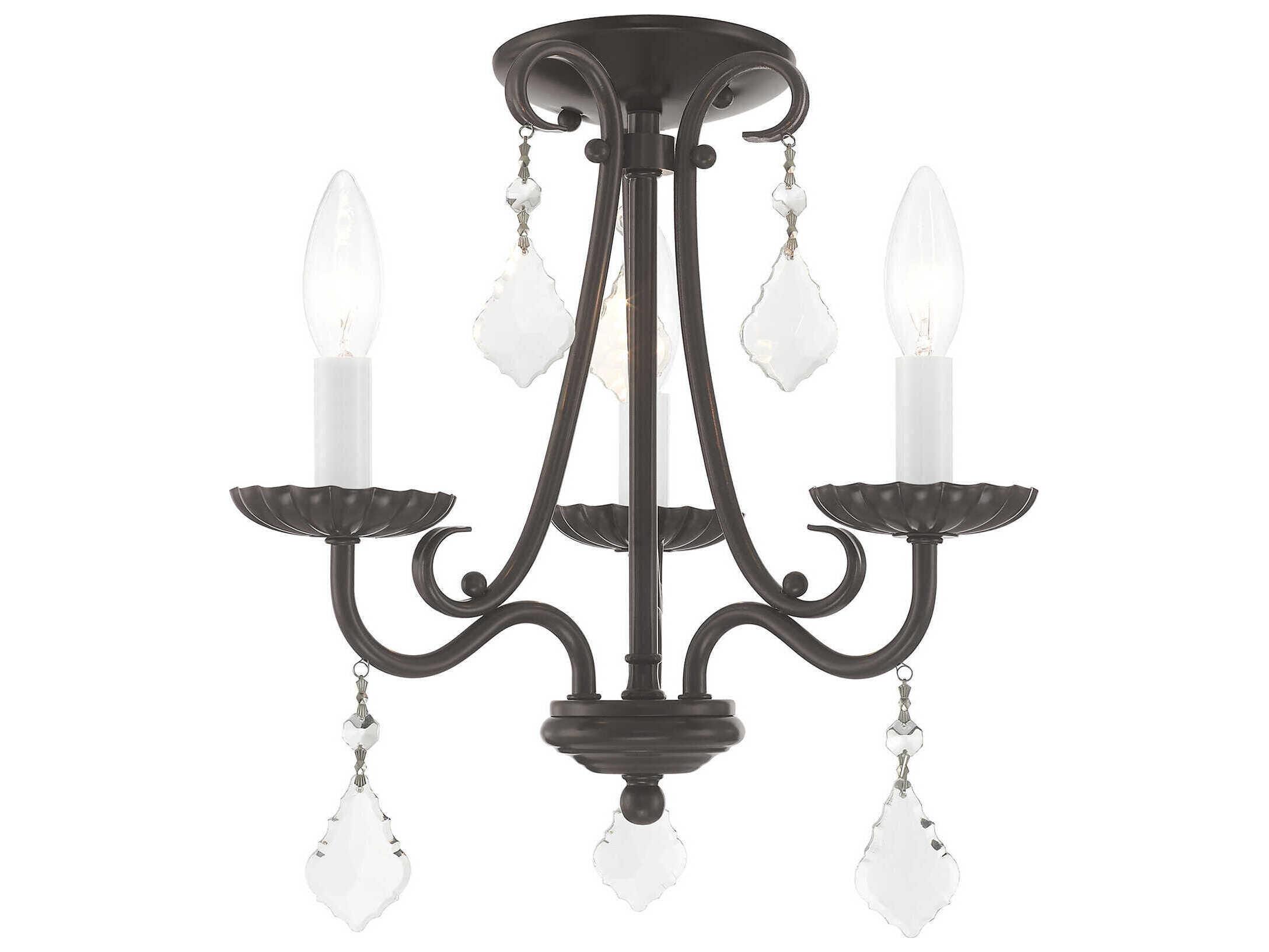 Livex Lighting Daphne 3-Light English Bronze Crystal Candelabra Chandelier