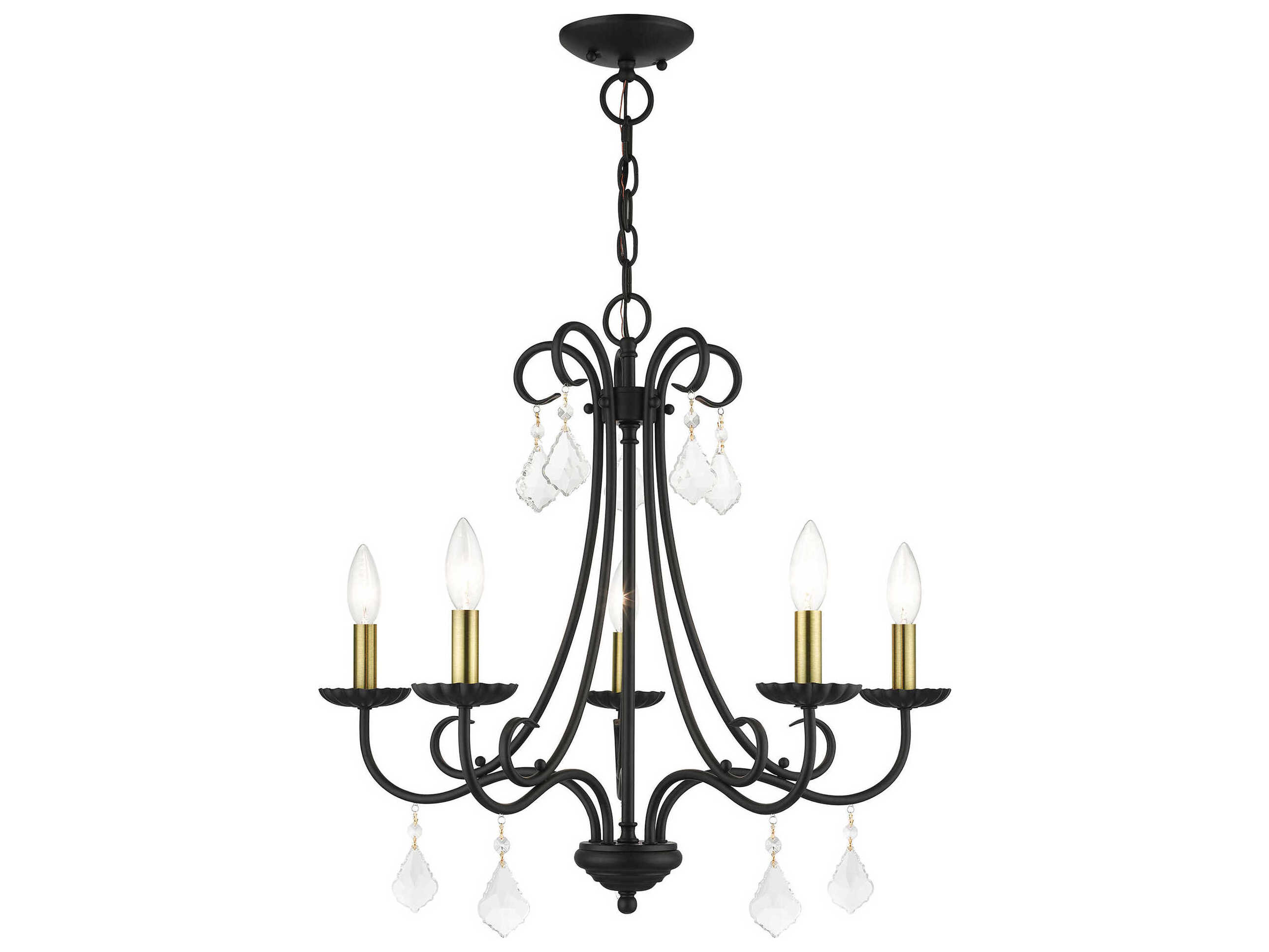 Livex Lighting Daphne 5-Light Black Antique Brass Crystal Candelabra Chandelier