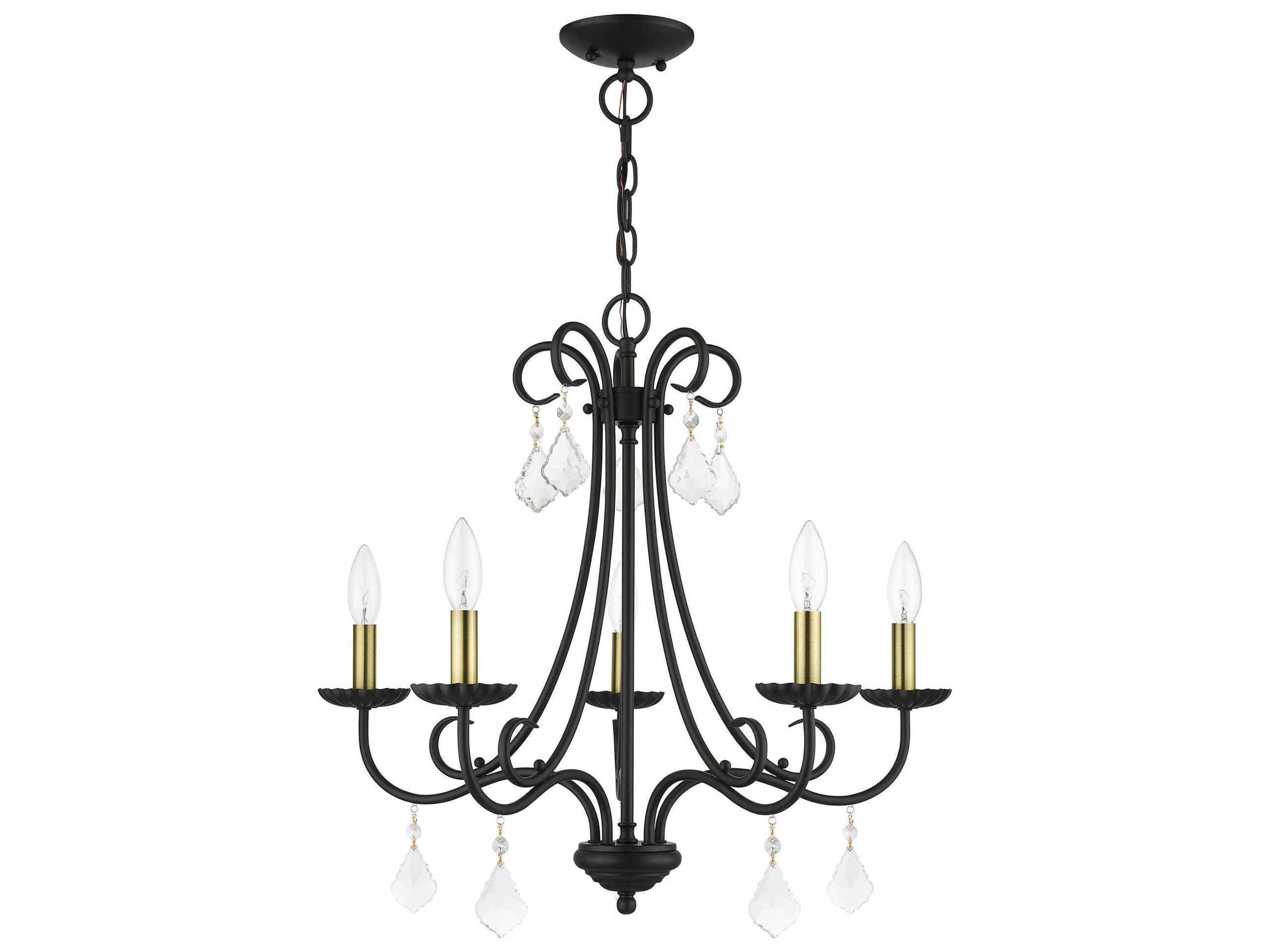 Livex Lighting Daphne 5-Light Black Antique Brass Crystal Candelabra Chandelier
