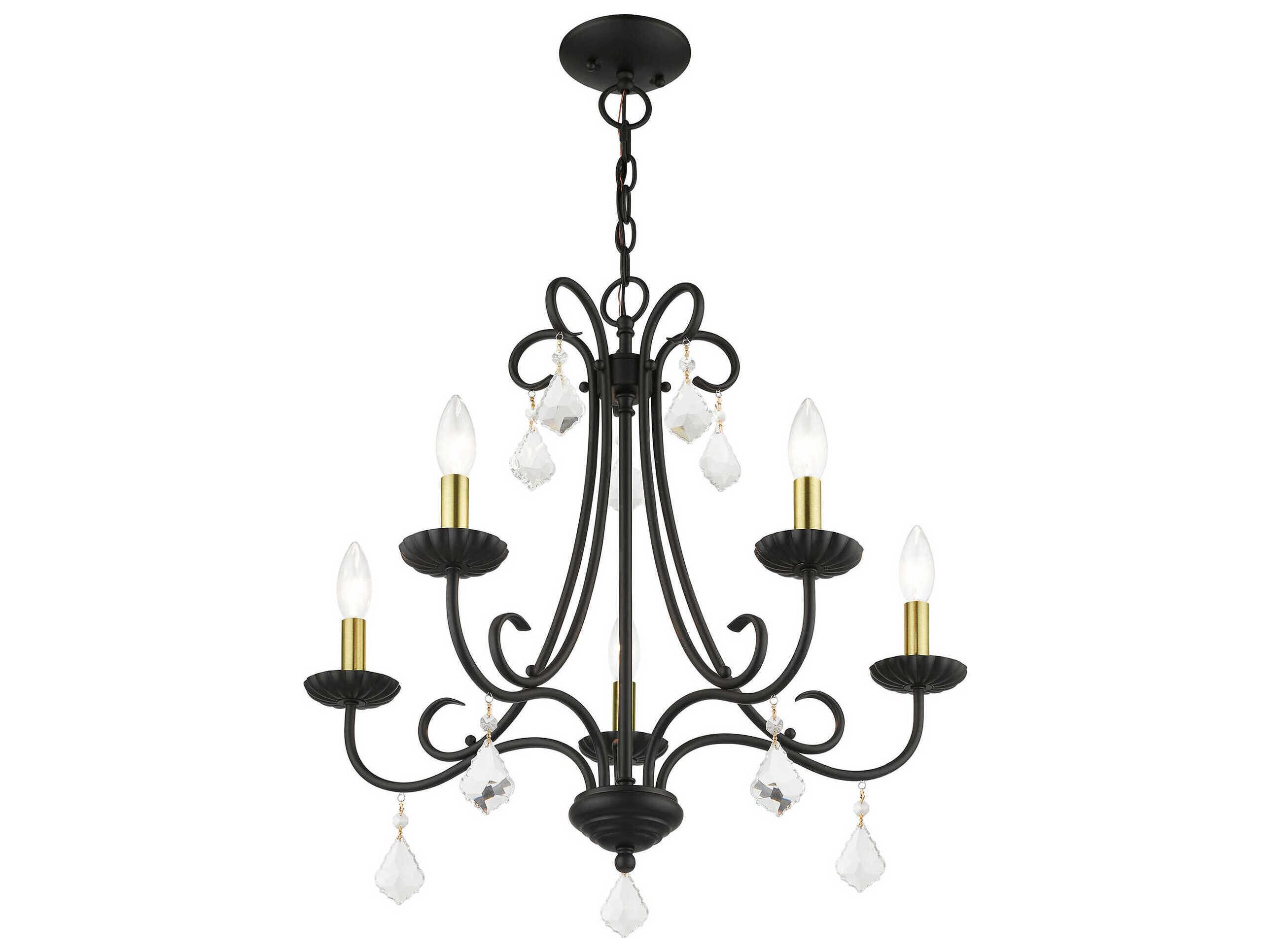 Livex Lighting Daphne 5-Light Black Antique Brass Crystal Candelabra Chandelier
