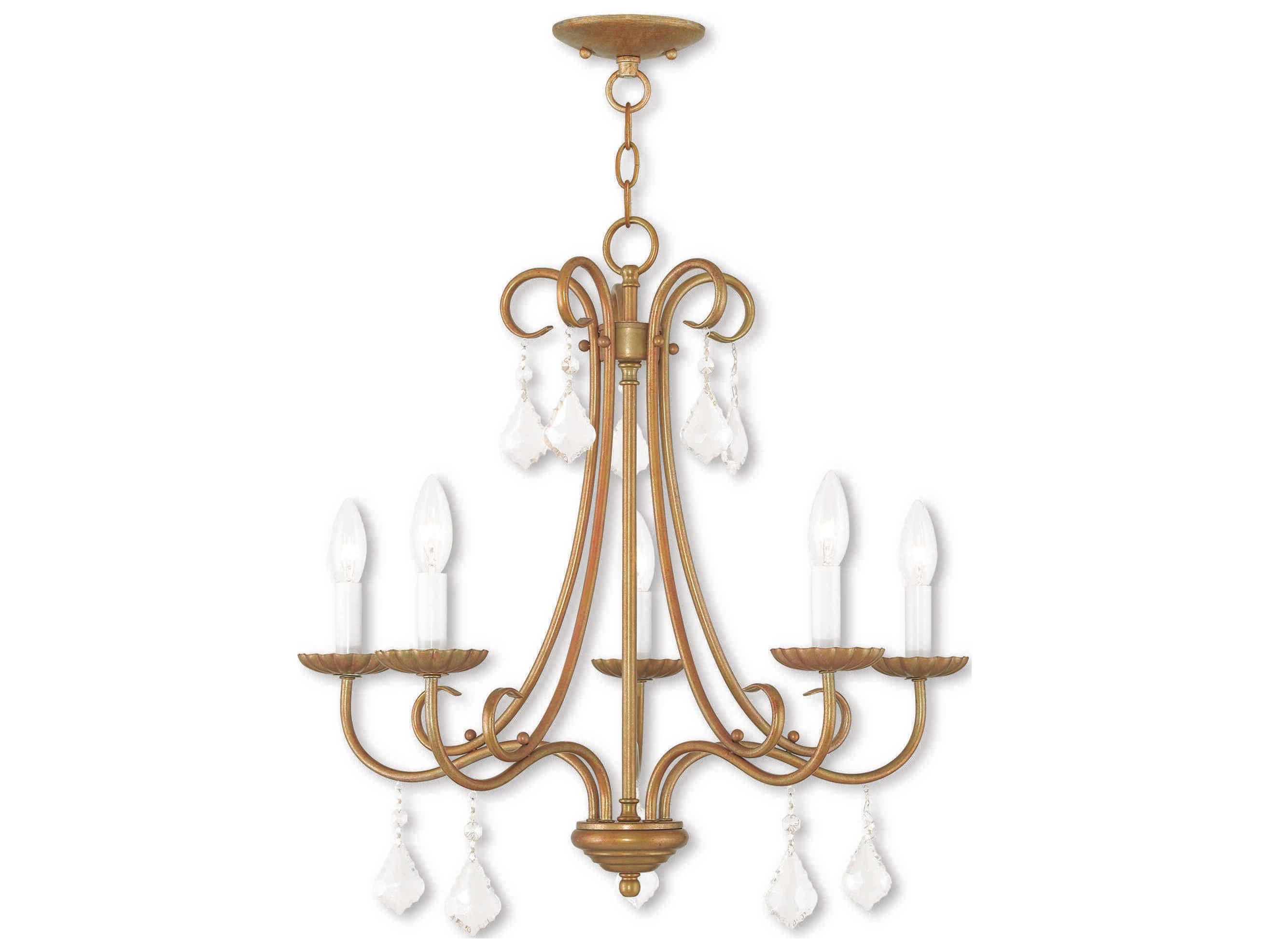 Livex Lighting Daphne 5-Light Antique Gold Leaf Crystal Candelabra Chandelier