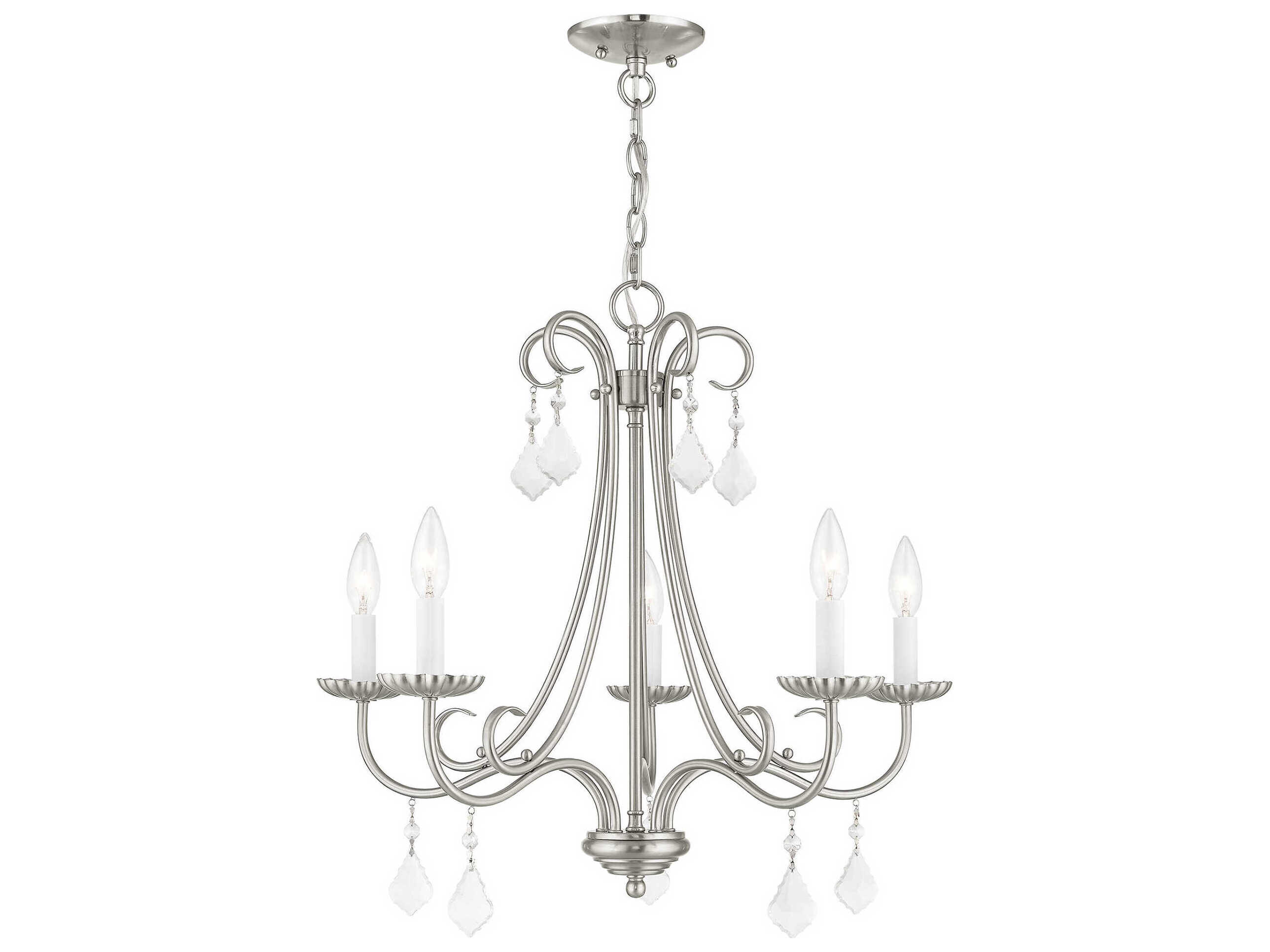 Livex Lighting Daphne 5-Light Brushed Nickel Crystal Candelabra Chandelier