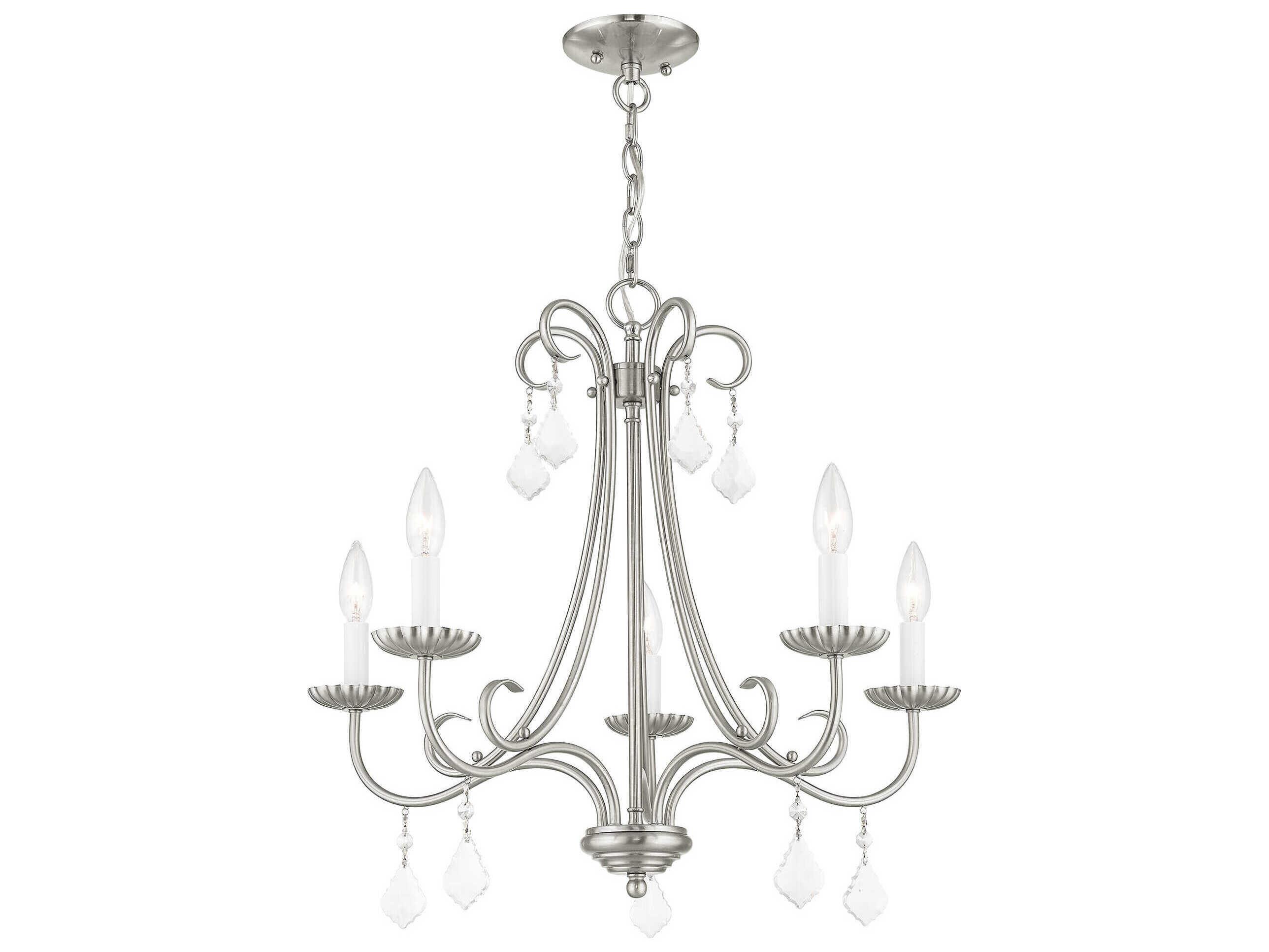 Livex Lighting Daphne 5-Light Brushed Nickel Crystal Candelabra Chandelier
