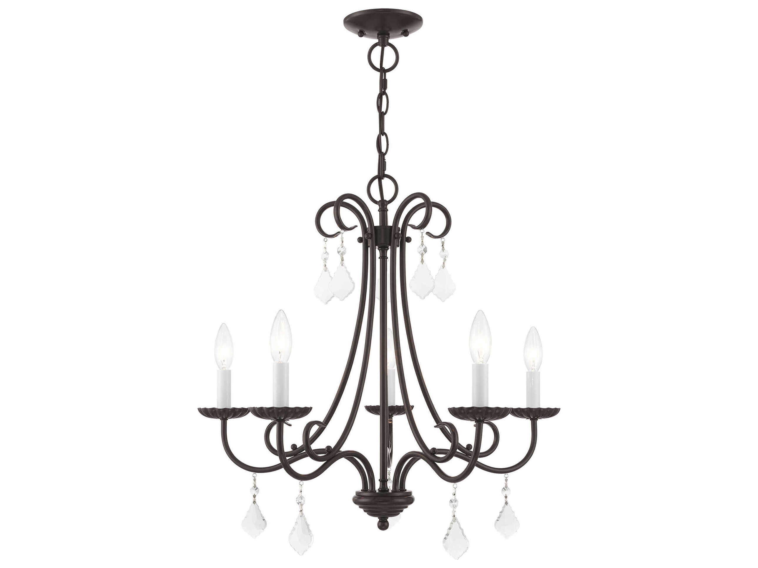Livex Lighting Daphne 5-Light English Bronze Crystal Candelabra Chandelier