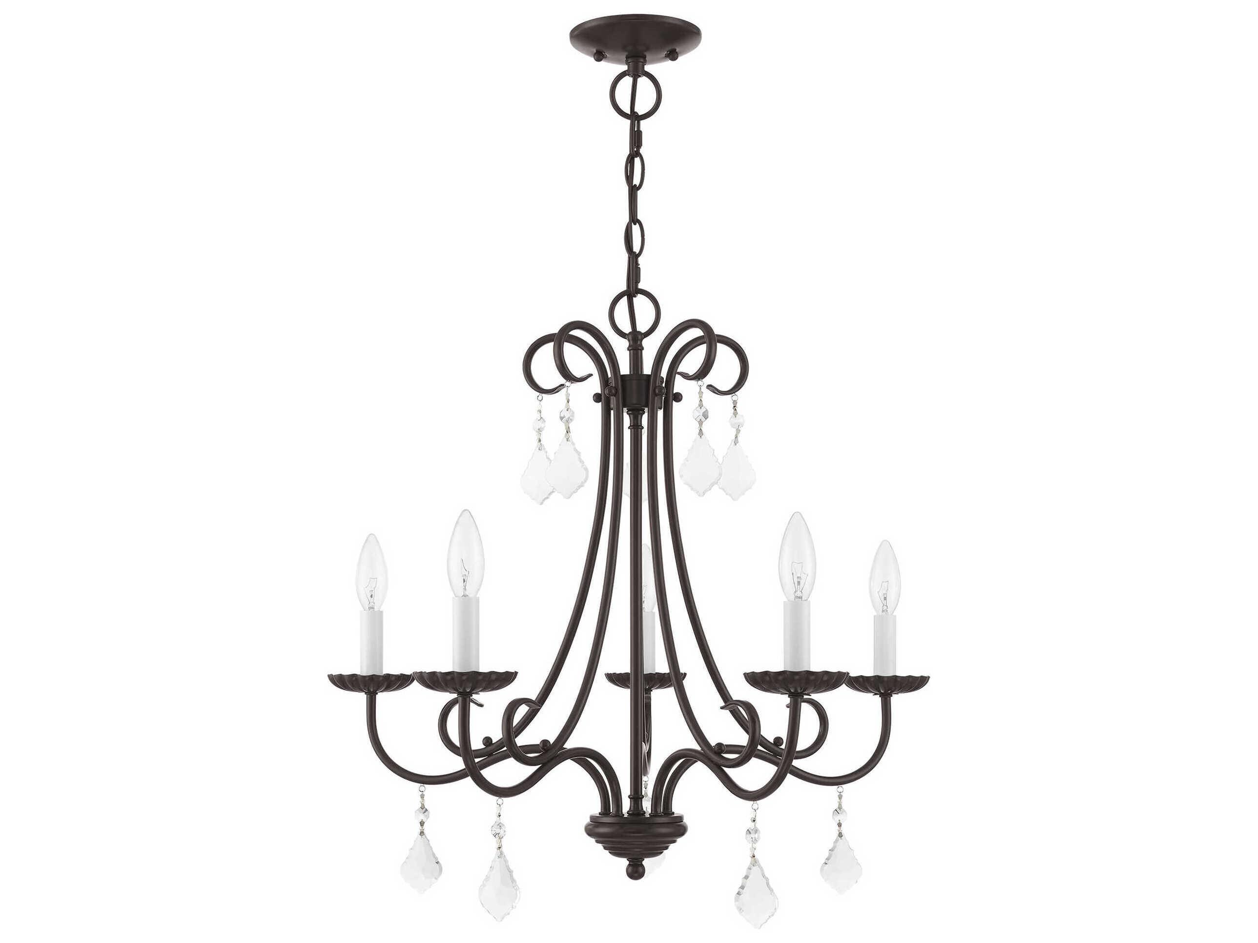 Livex Lighting Daphne 5-Light English Bronze Crystal Candelabra Chandelier