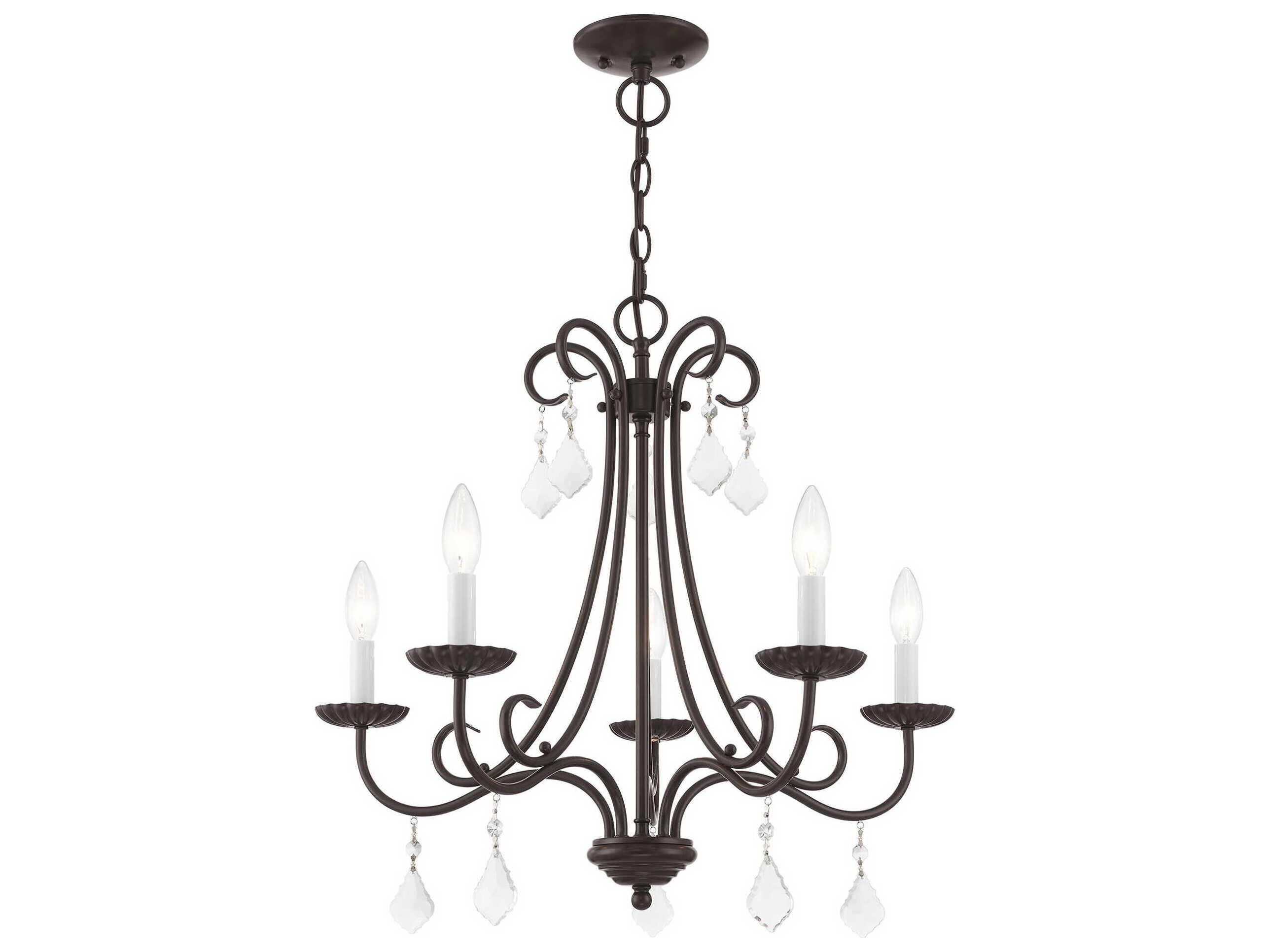 Livex Lighting Daphne 5-Light English Bronze Crystal Candelabra Chandelier
