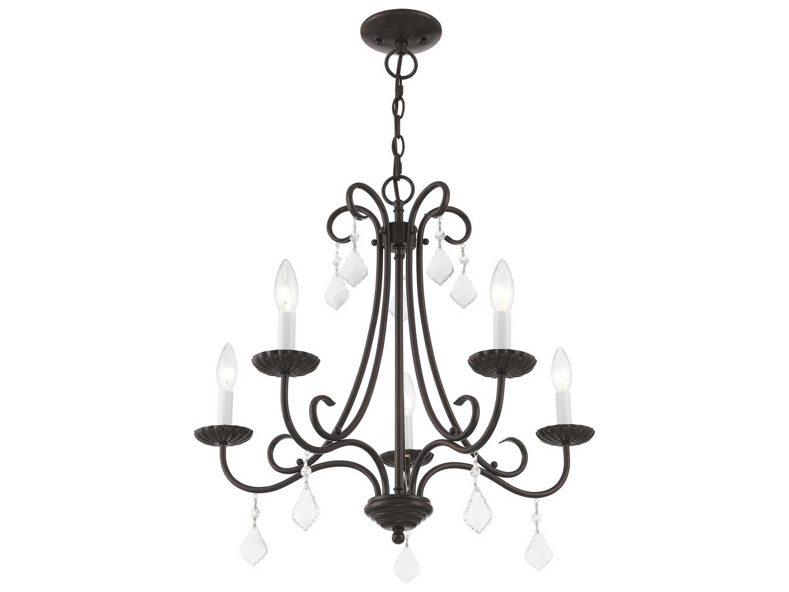 Livex Lighting Daphne 5-Light English Bronze Crystal Candelabra Chandelier