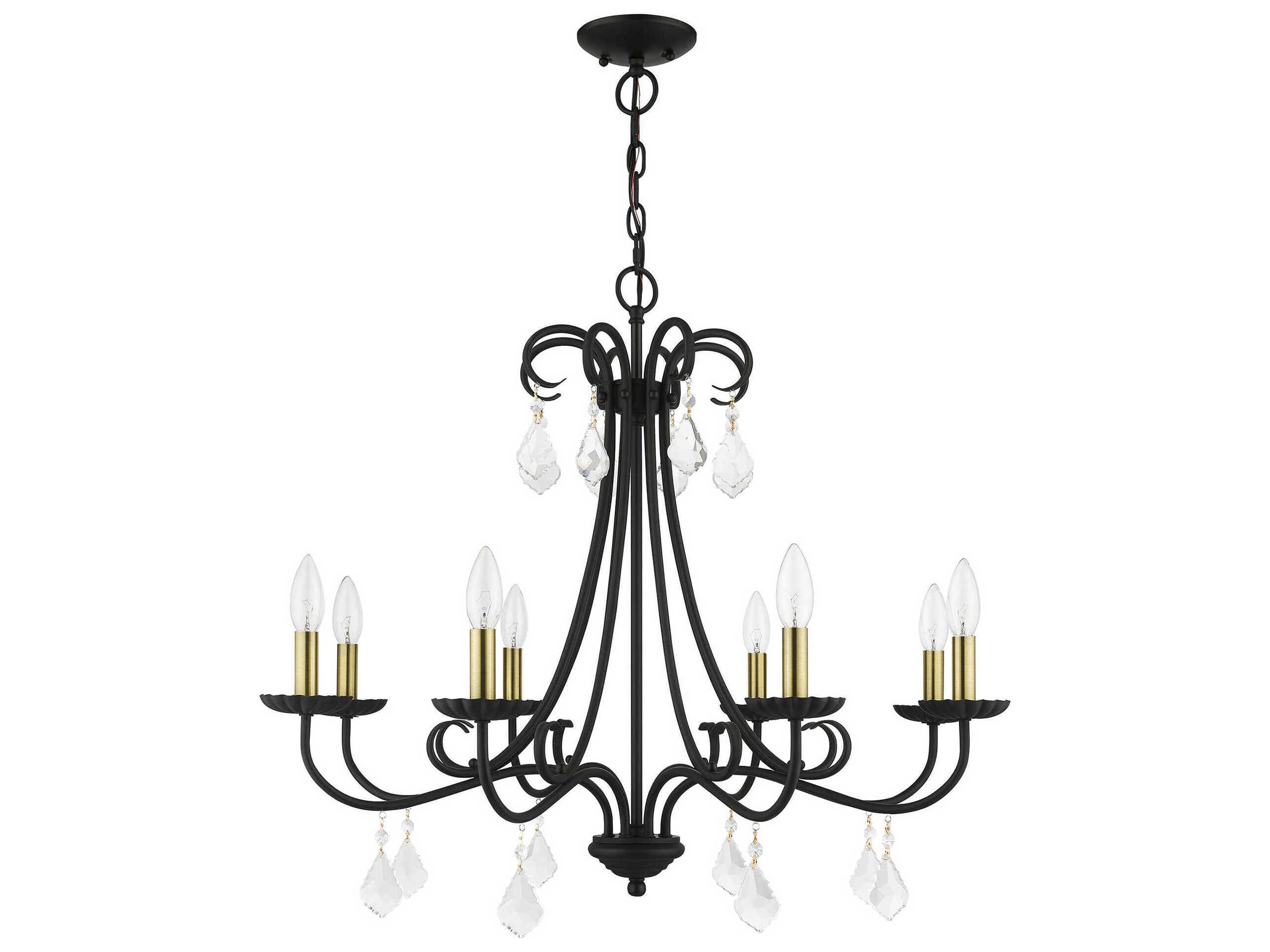 Livex Lighting Daphne 8-Light Black Antique Brass Crystal Candelabra Chandelier