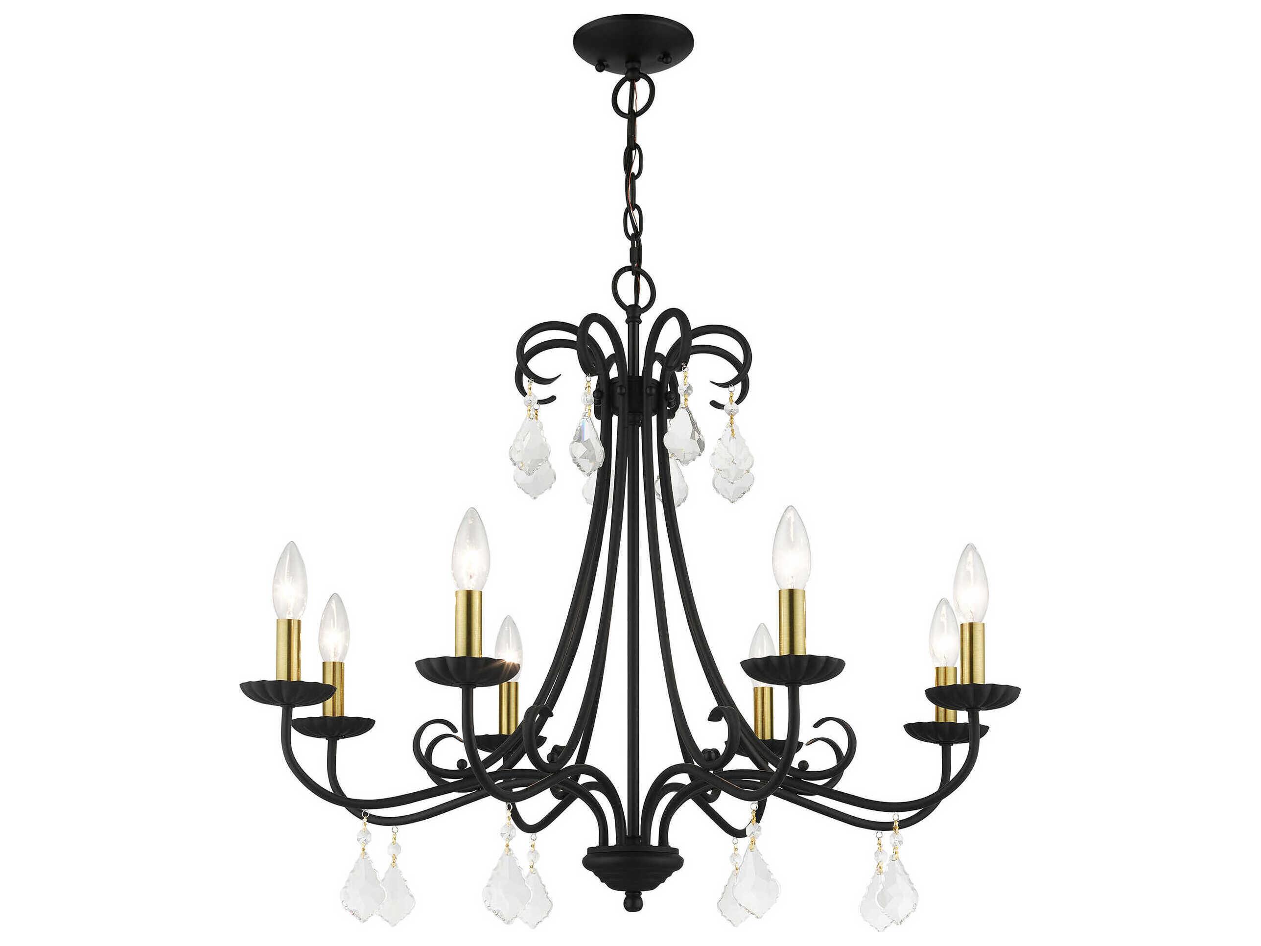 Livex Lighting Daphne 8-Light Black Antique Brass Crystal Candelabra Chandelier