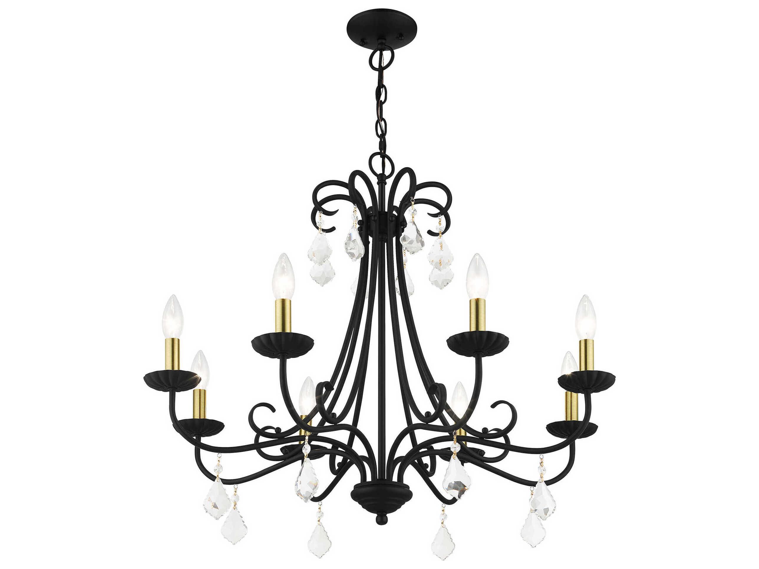 Livex Lighting Daphne 8-Light Black Antique Brass Crystal Candelabra Chandelier