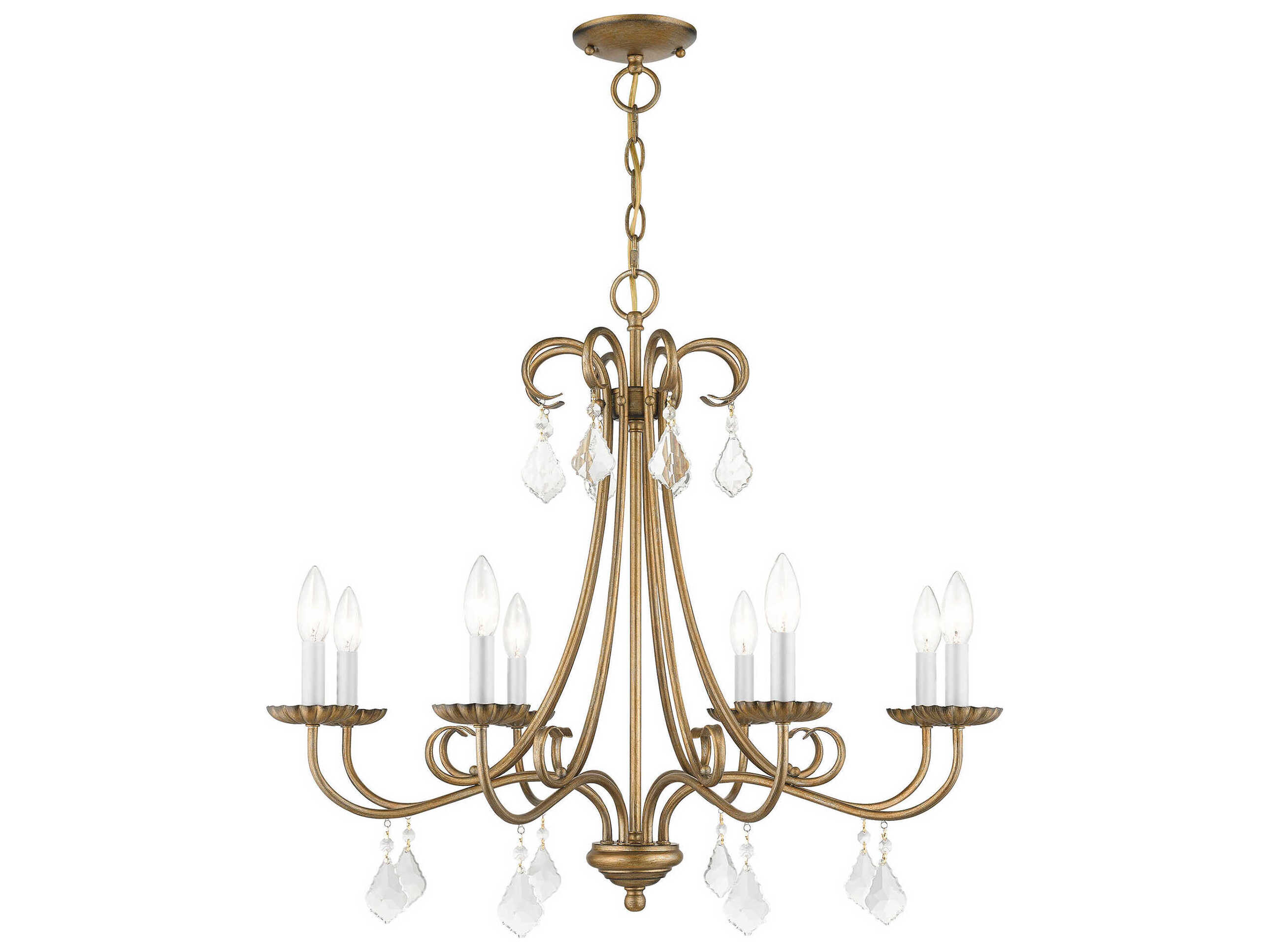 Livex Lighting Daphne 8-Light Antique Gold Leaf Crystal Candelabra Chandelier