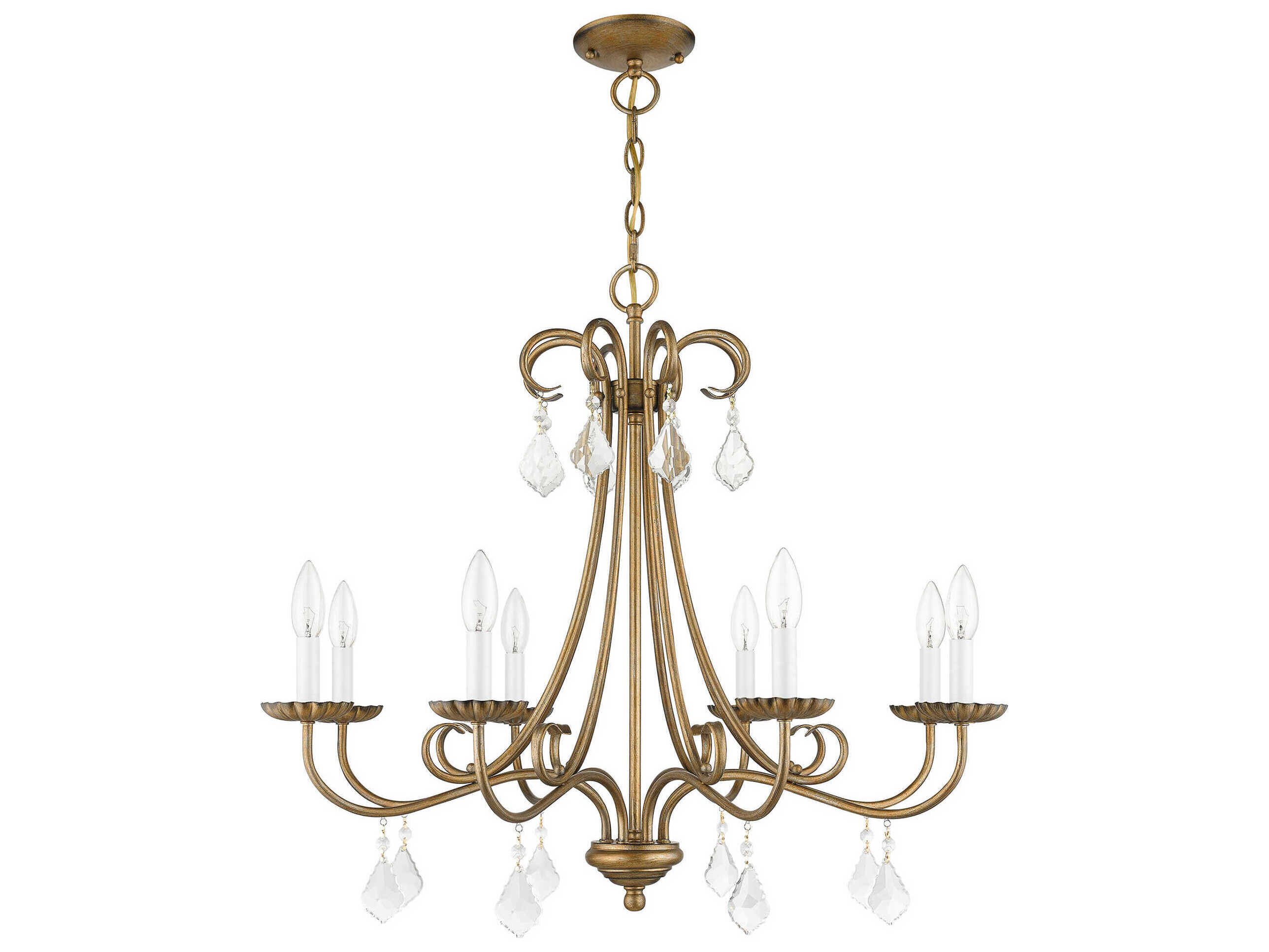 Livex Lighting Daphne 8-Light Antique Gold Leaf Crystal Candelabra Chandelier