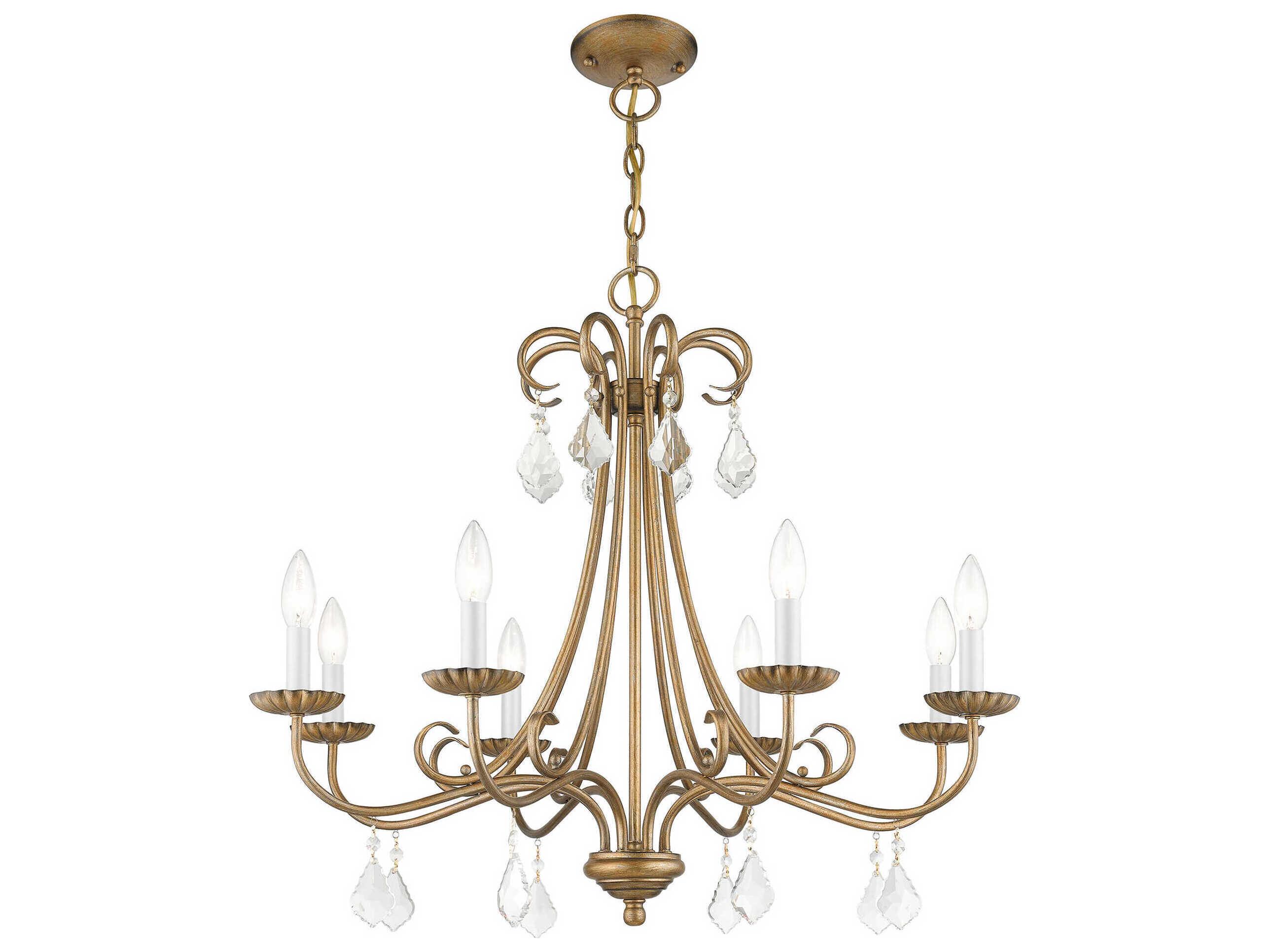 Livex Lighting Daphne 8-Light Antique Gold Leaf Crystal Candelabra Chandelier