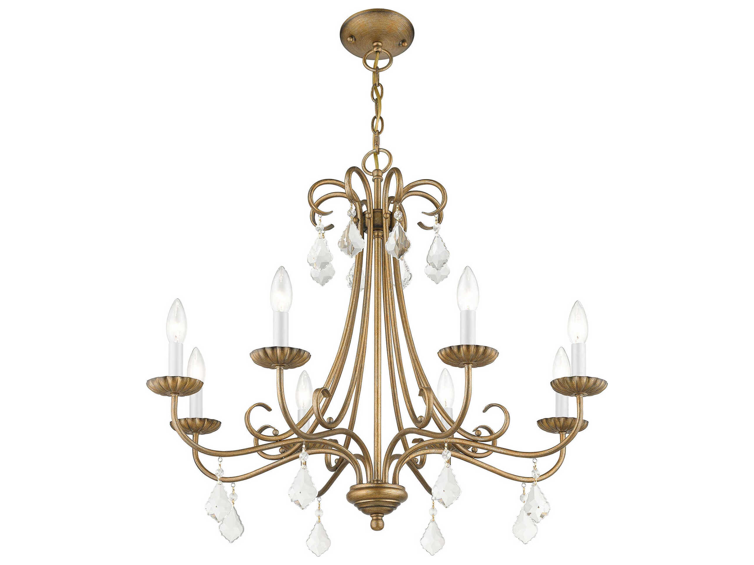 Livex Lighting Daphne 8-Light Antique Gold Leaf Crystal Candelabra Chandelier