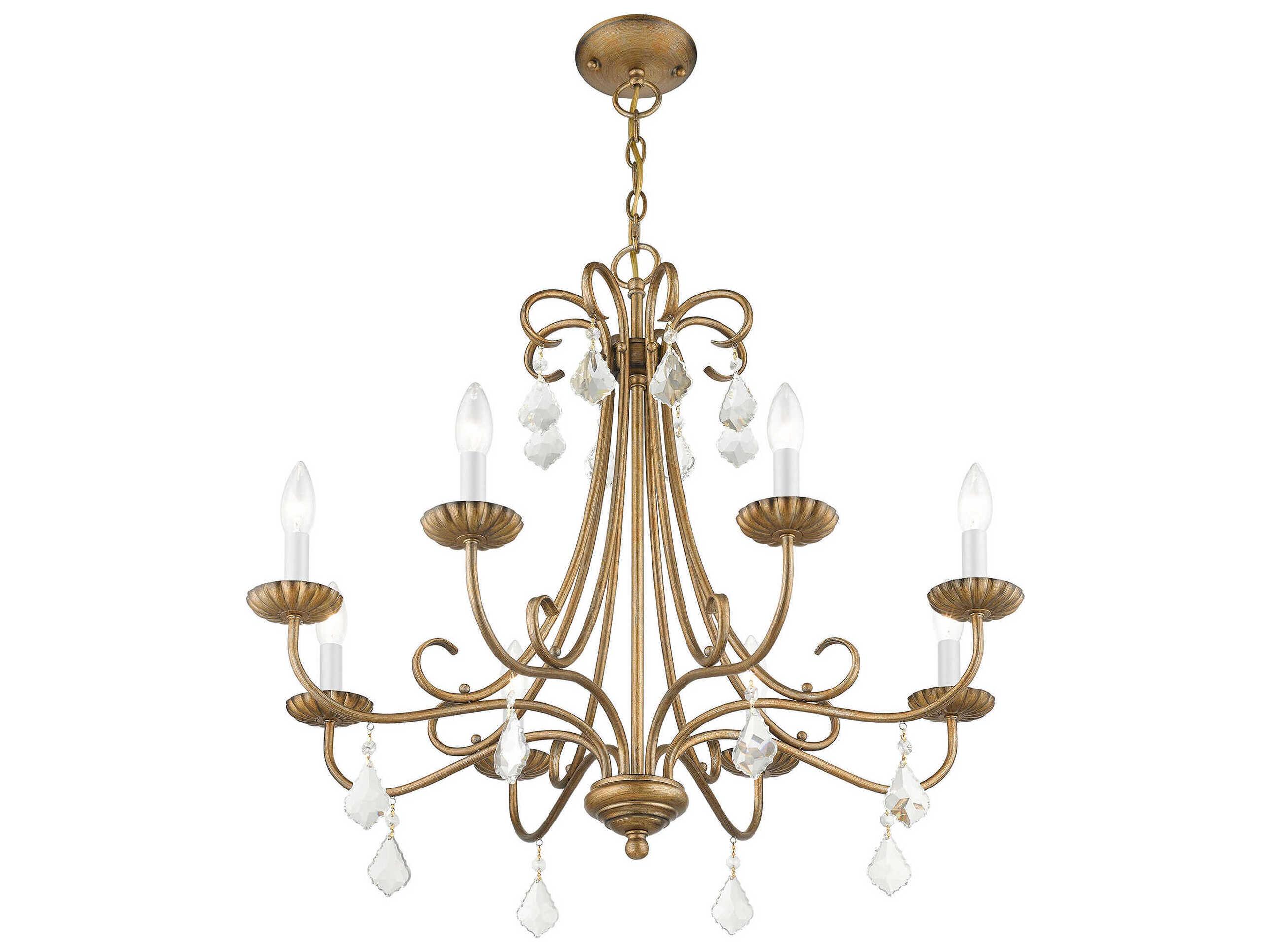 Livex Lighting Daphne 8-Light Antique Gold Leaf Crystal Candelabra Chandelier
