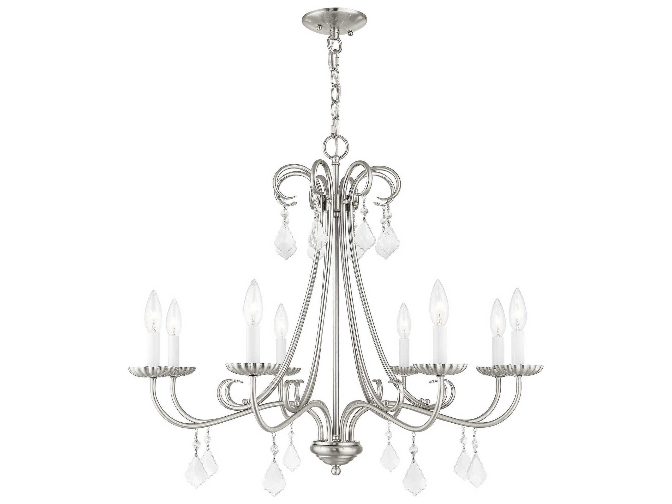 Livex Lighting Daphne 8-Light Brushed Nickel Crystal Candelabra Chandelier