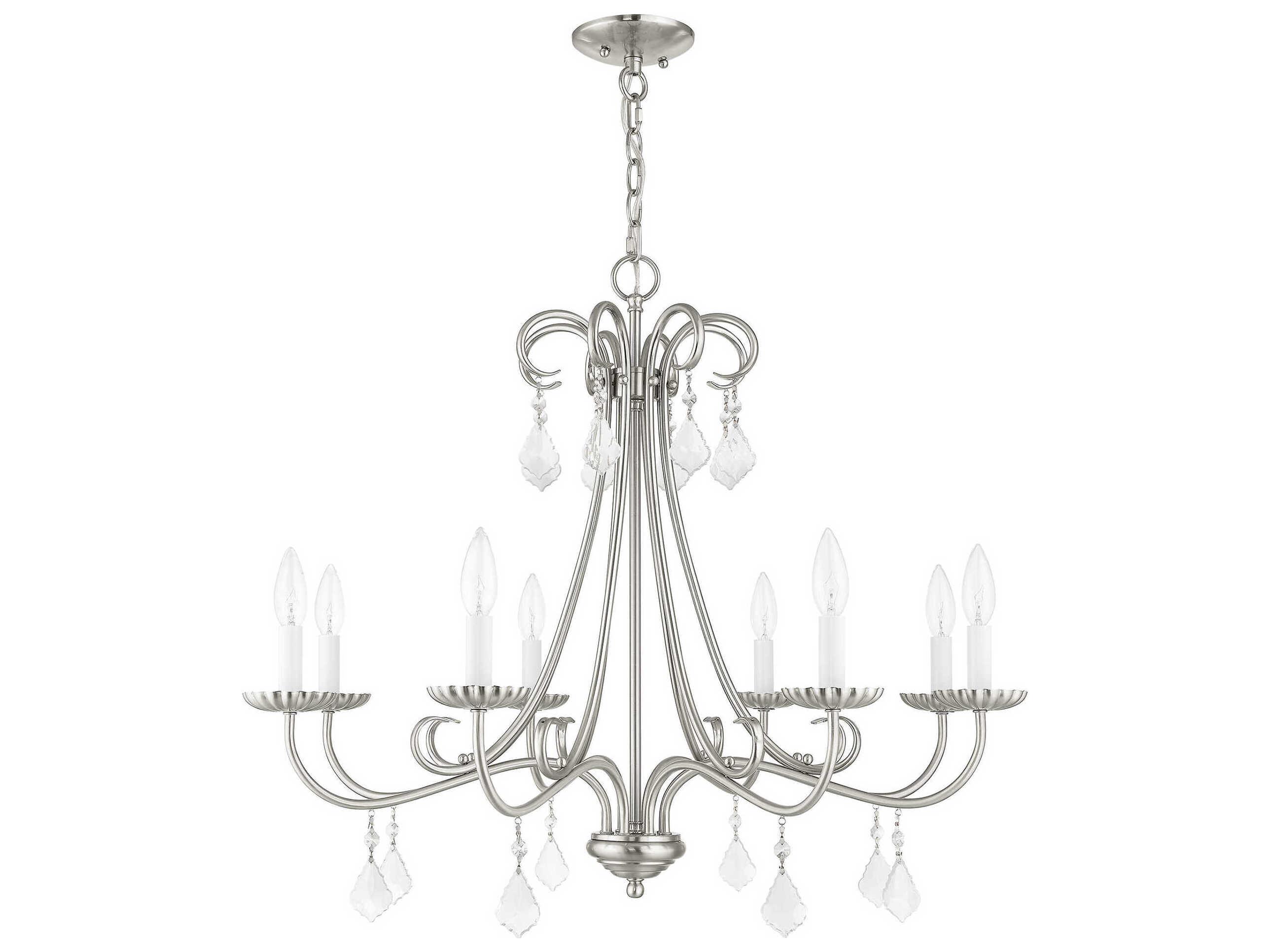 Livex Lighting Daphne 8-Light Brushed Nickel Crystal Candelabra Chandelier