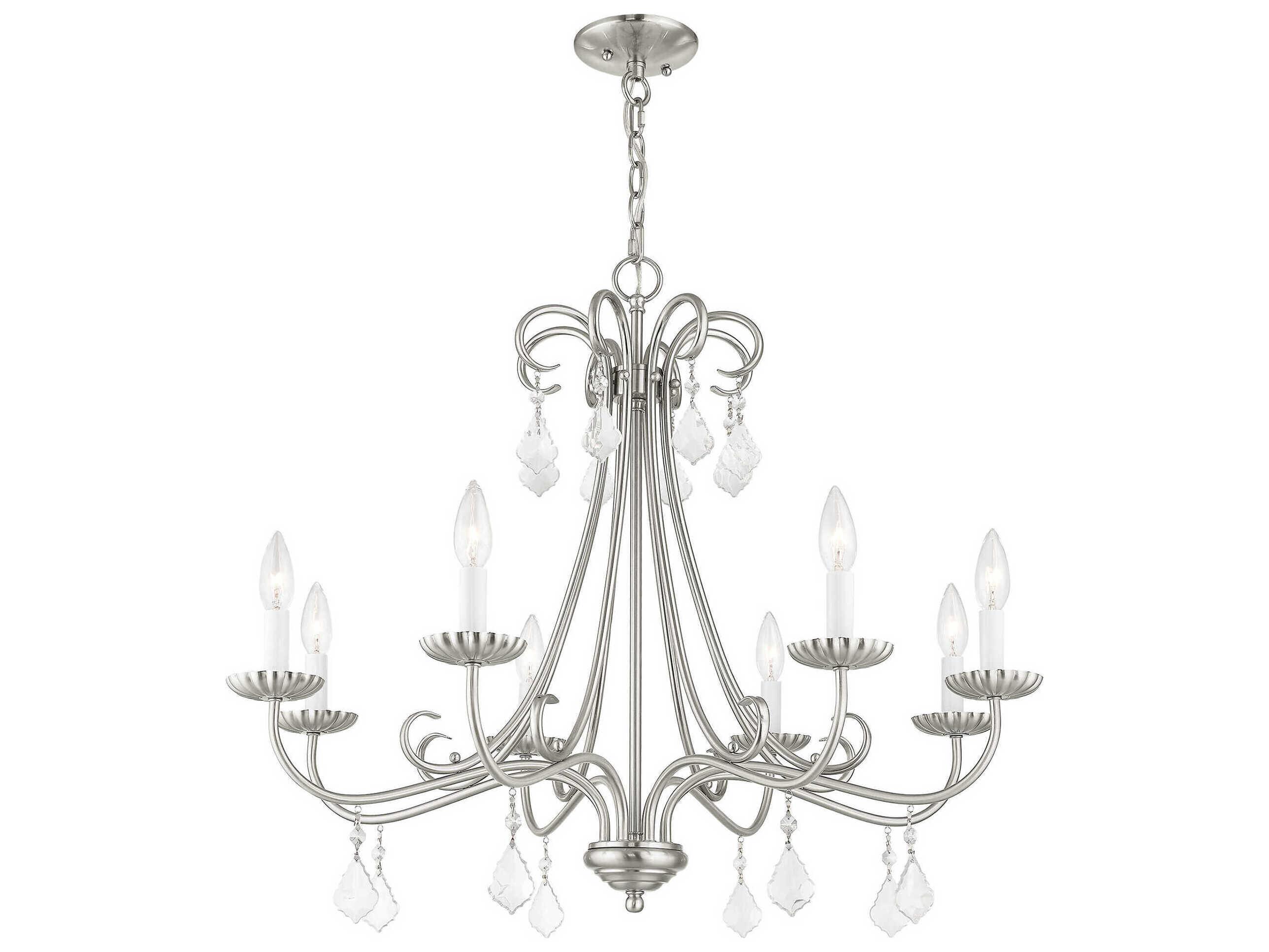Livex Lighting Daphne 8-Light Brushed Nickel Crystal Candelabra Chandelier