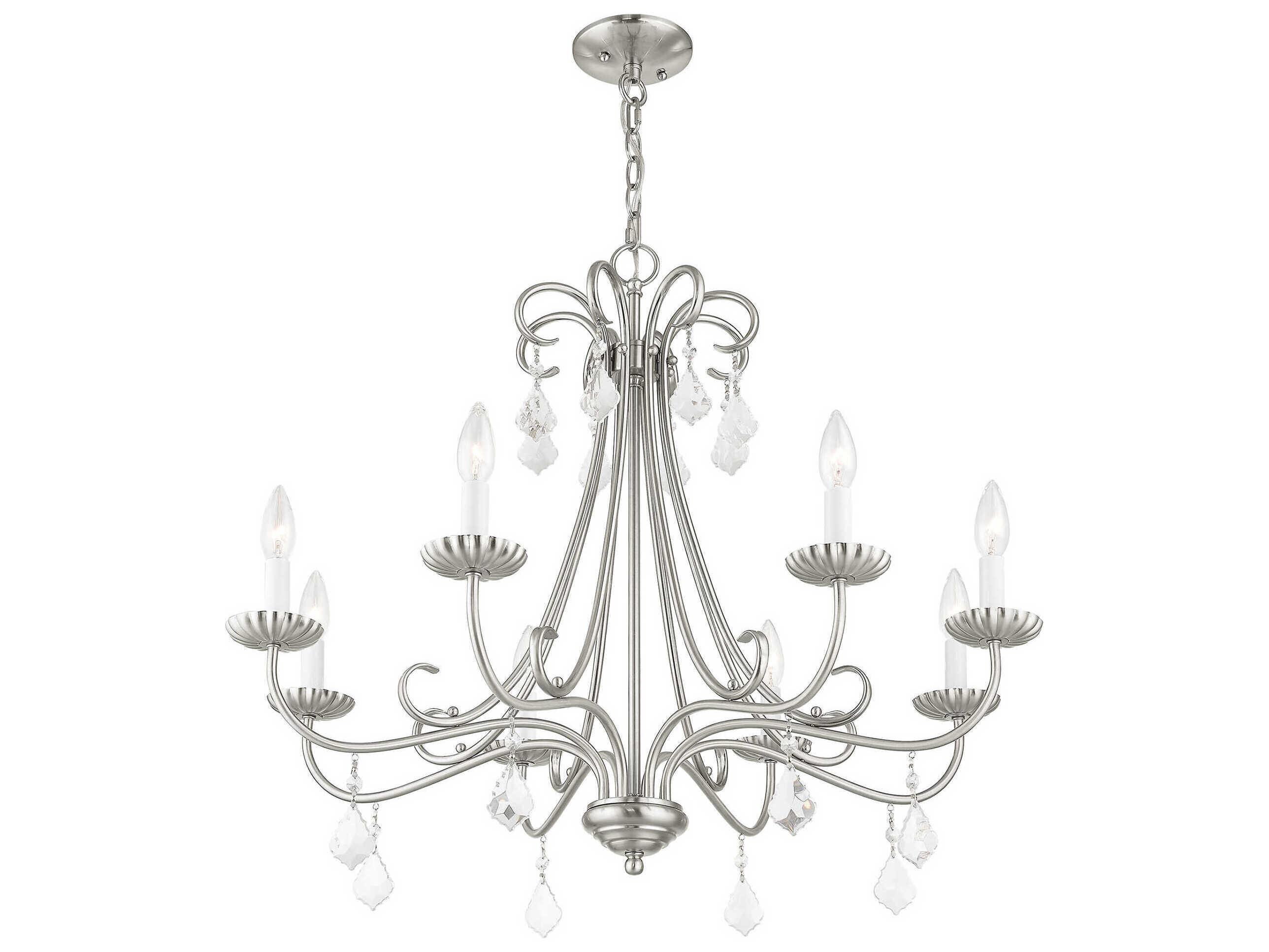 Livex Lighting Daphne 8-Light Brushed Nickel Crystal Candelabra Chandelier
