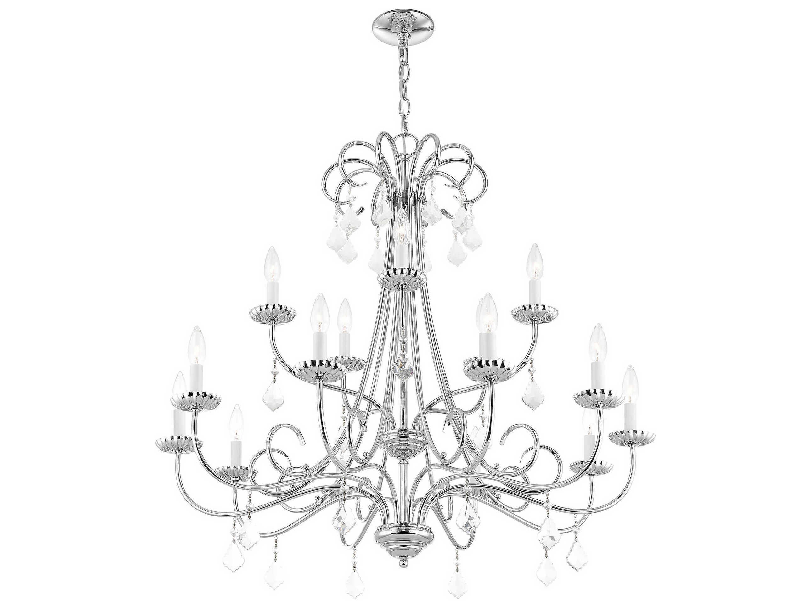 Livex Lighting Daphne 15-Light Polished Chrome Crystal Candelabra Tiered Chandelier