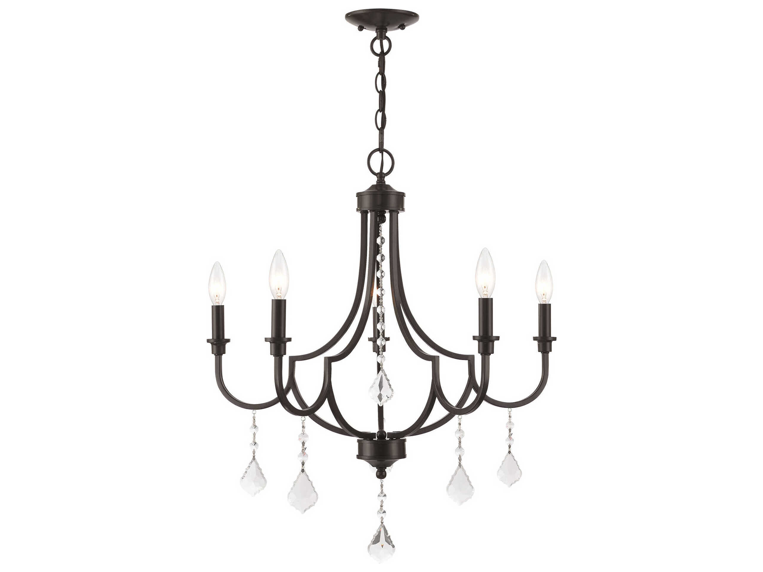 Livex Lighting Glendale 5-Light English Bronze Crystal Candelabra Chandelier
