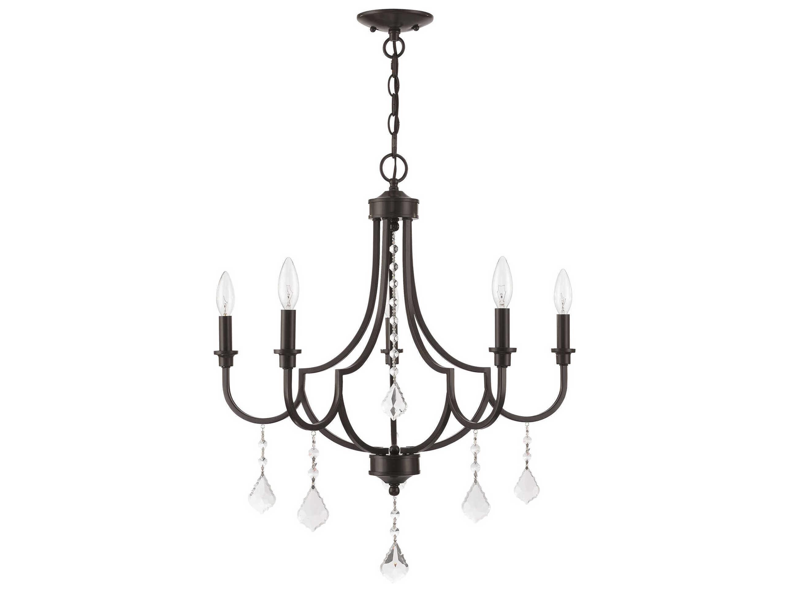 Livex Lighting Glendale 5-Light English Bronze Crystal Candelabra Chandelier