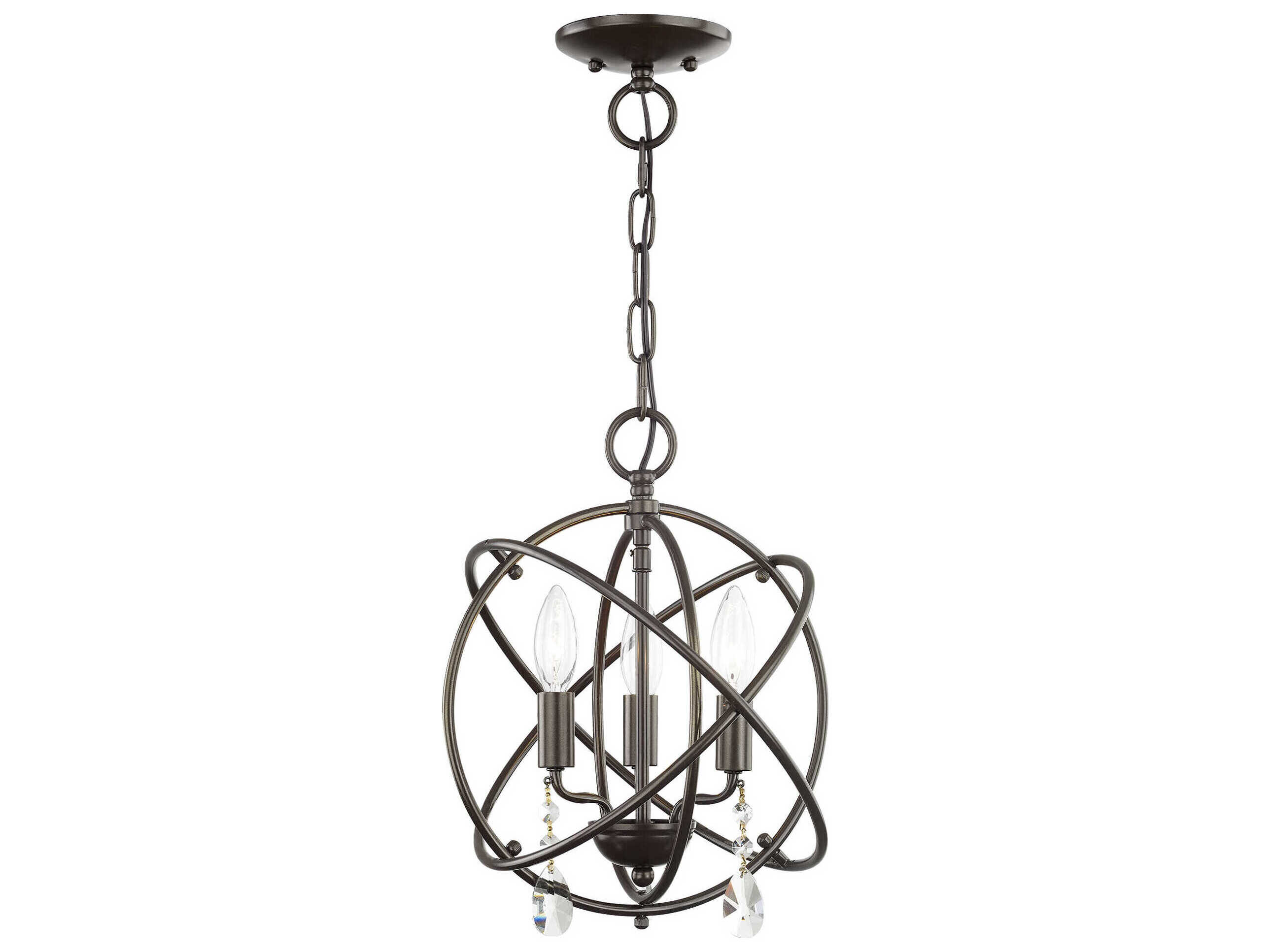 Livex Lighting Aria 3-Light English Bronze Crystal Candelabra Geometric Chandelier