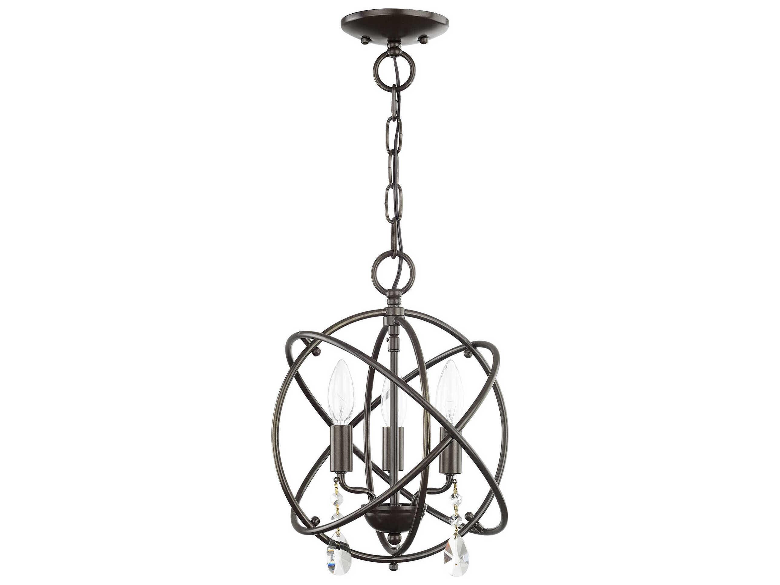 Livex Lighting Aria 3-Light English Bronze Crystal Candelabra Geometric Chandelier