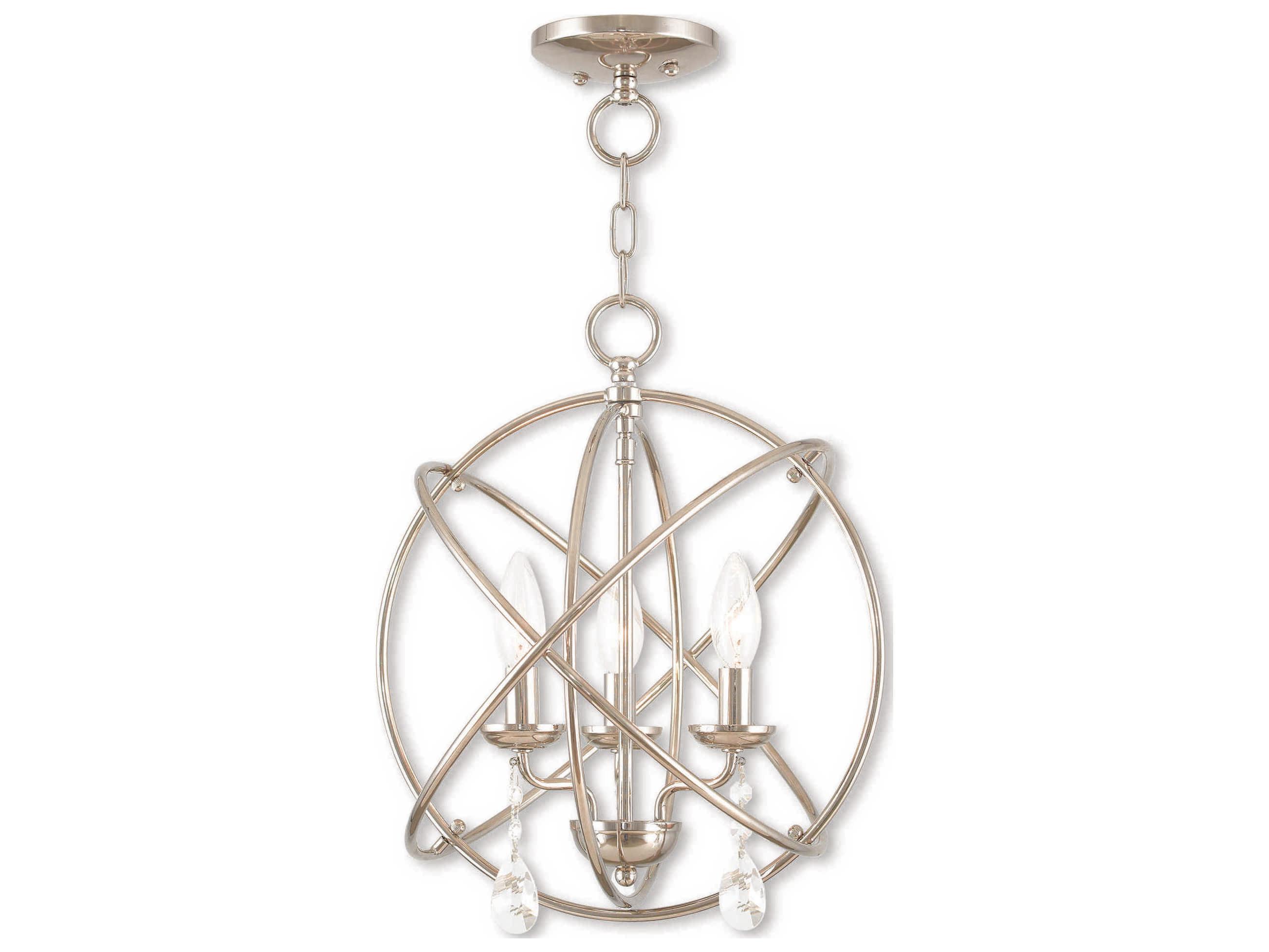 Livex Lighting Aria 3-Light Polished Nickel Crystal Candelabra Geometric Chandelier