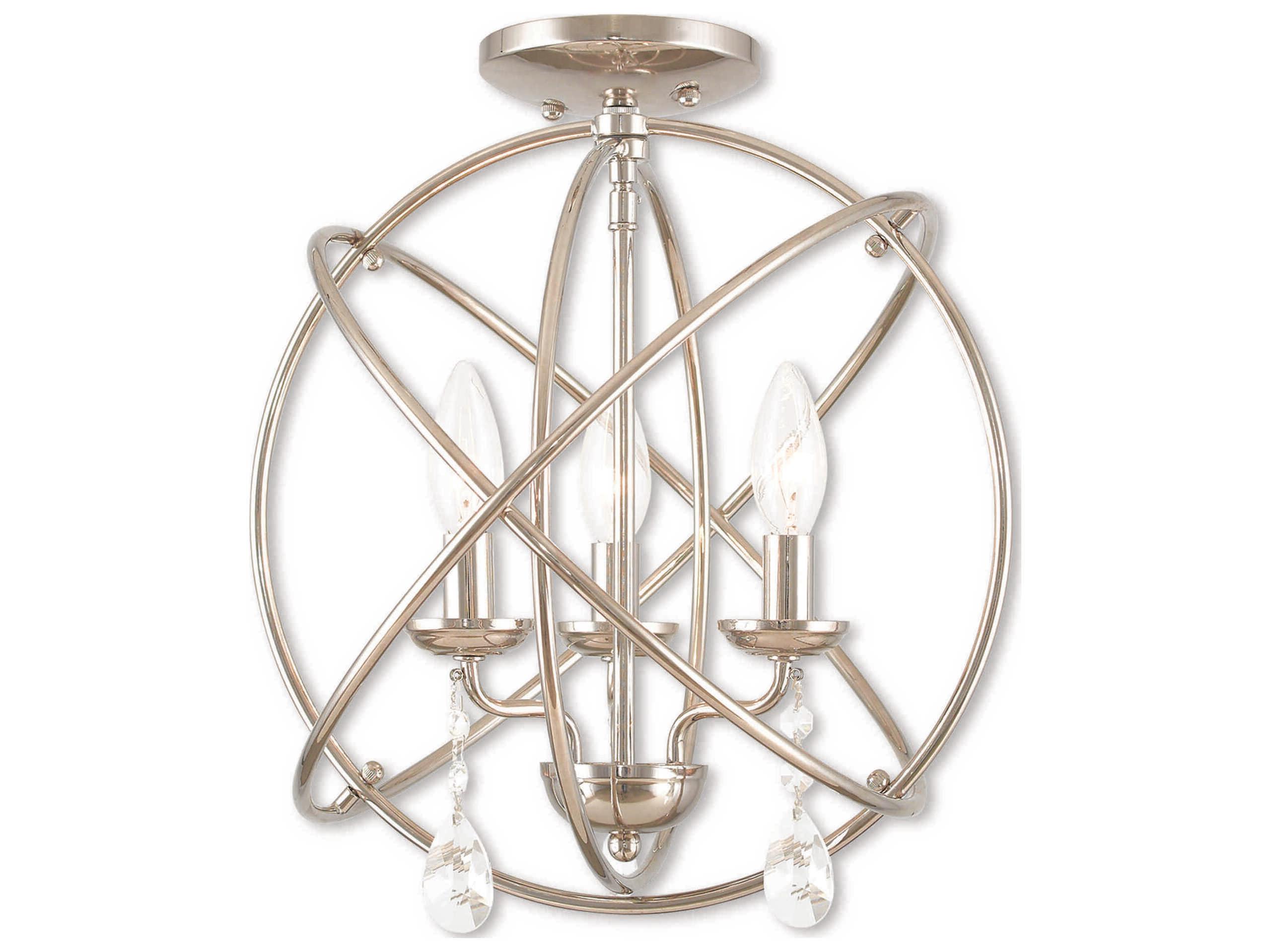 Livex Lighting Aria 3-Light Polished Nickel Crystal Candelabra Geometric Chandelier