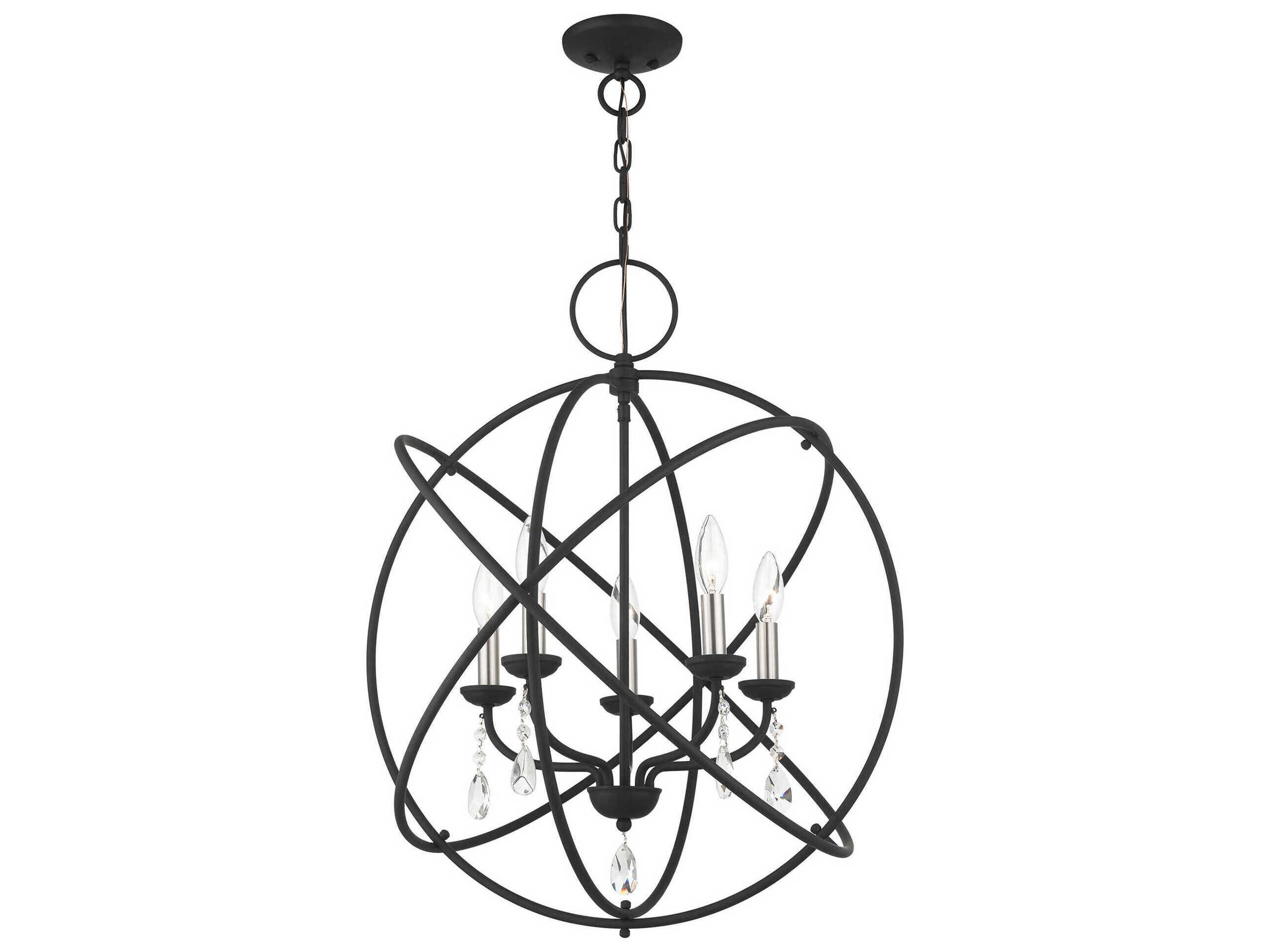 Livex Lighting Aria 5-Light Black Crystal Candelabra Geometric Chandelier