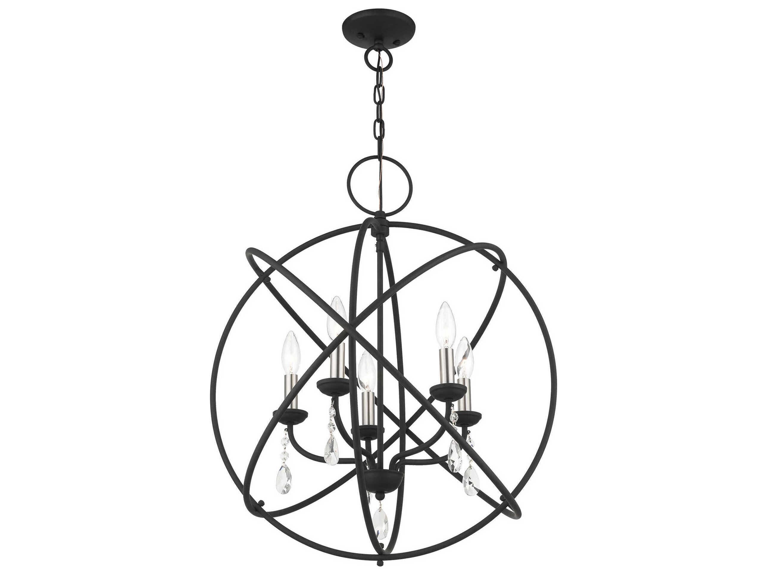 Livex Lighting Aria 5-Light Black Crystal Candelabra Geometric Chandelier