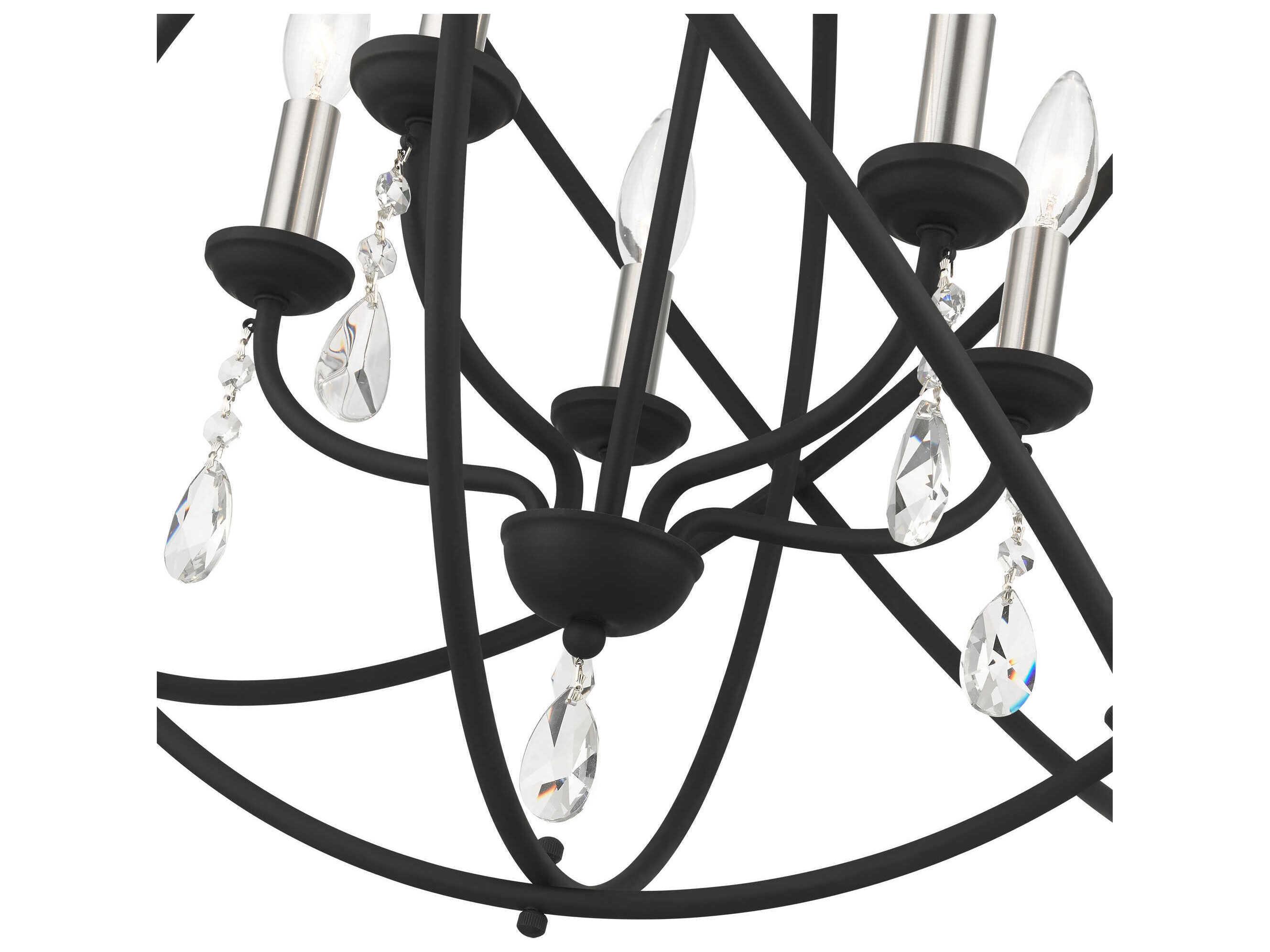 Livex Lighting Aria 5-Light Black Crystal Candelabra Geometric Chandelier