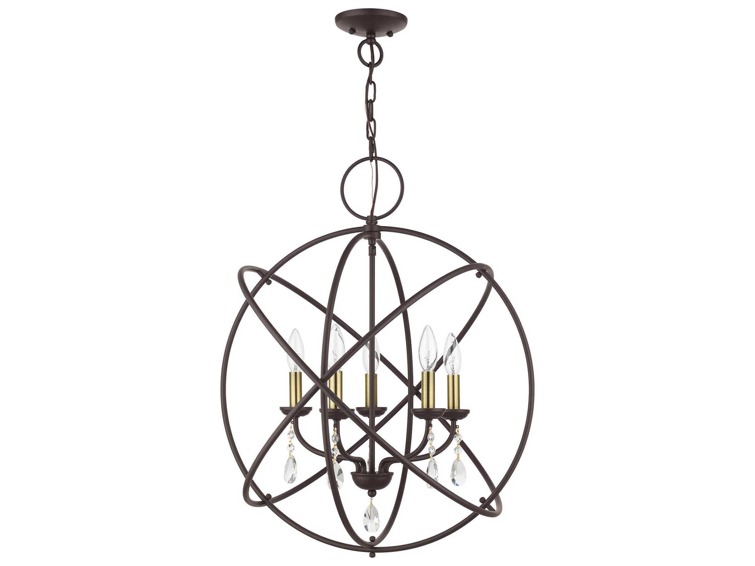 Livex Lighting Aria 5-Light Bronze Crystal Candelabra Geometric Chandelier