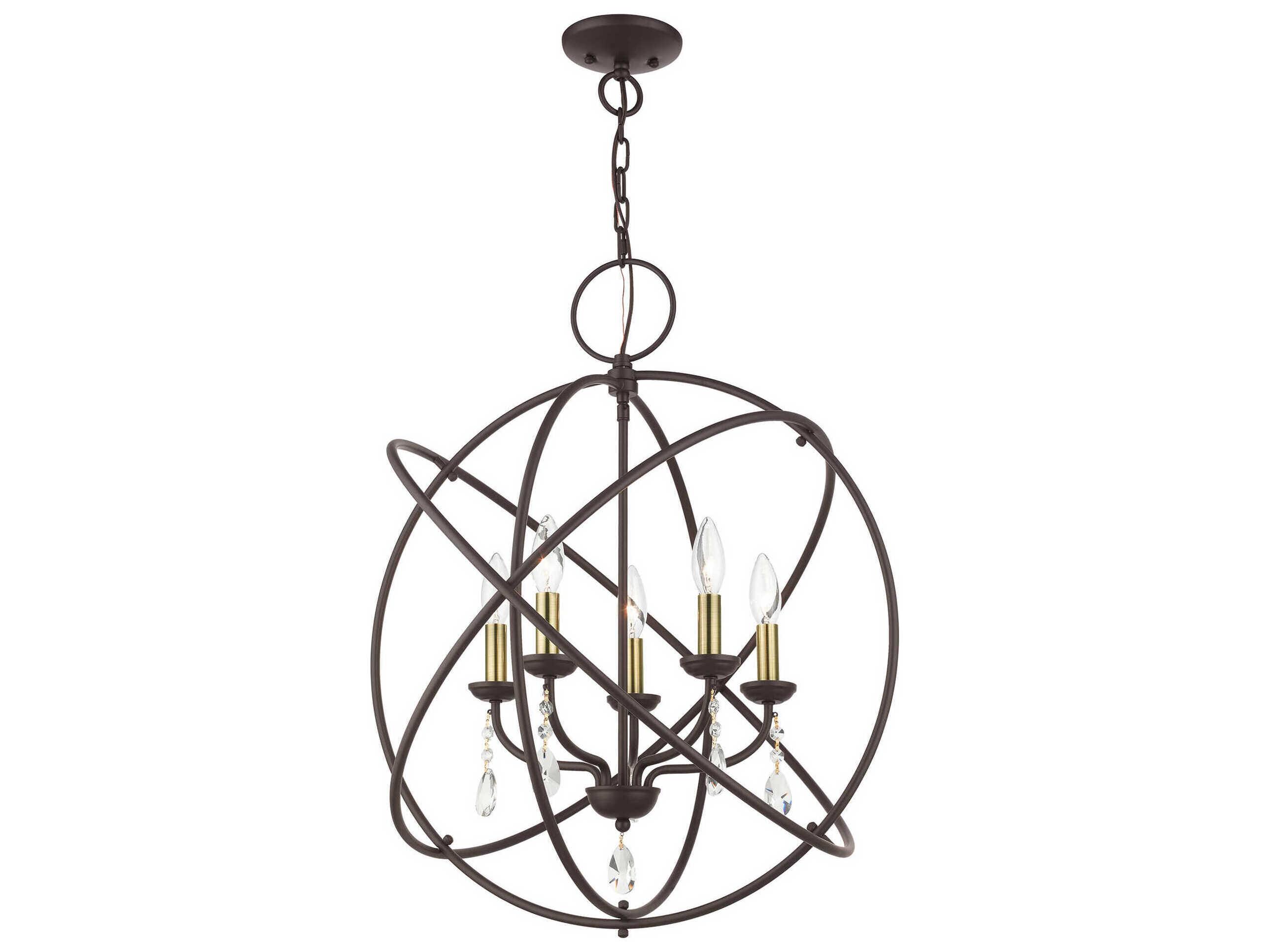 Livex Lighting Aria 5-Light Bronze Crystal Candelabra Geometric Chandelier