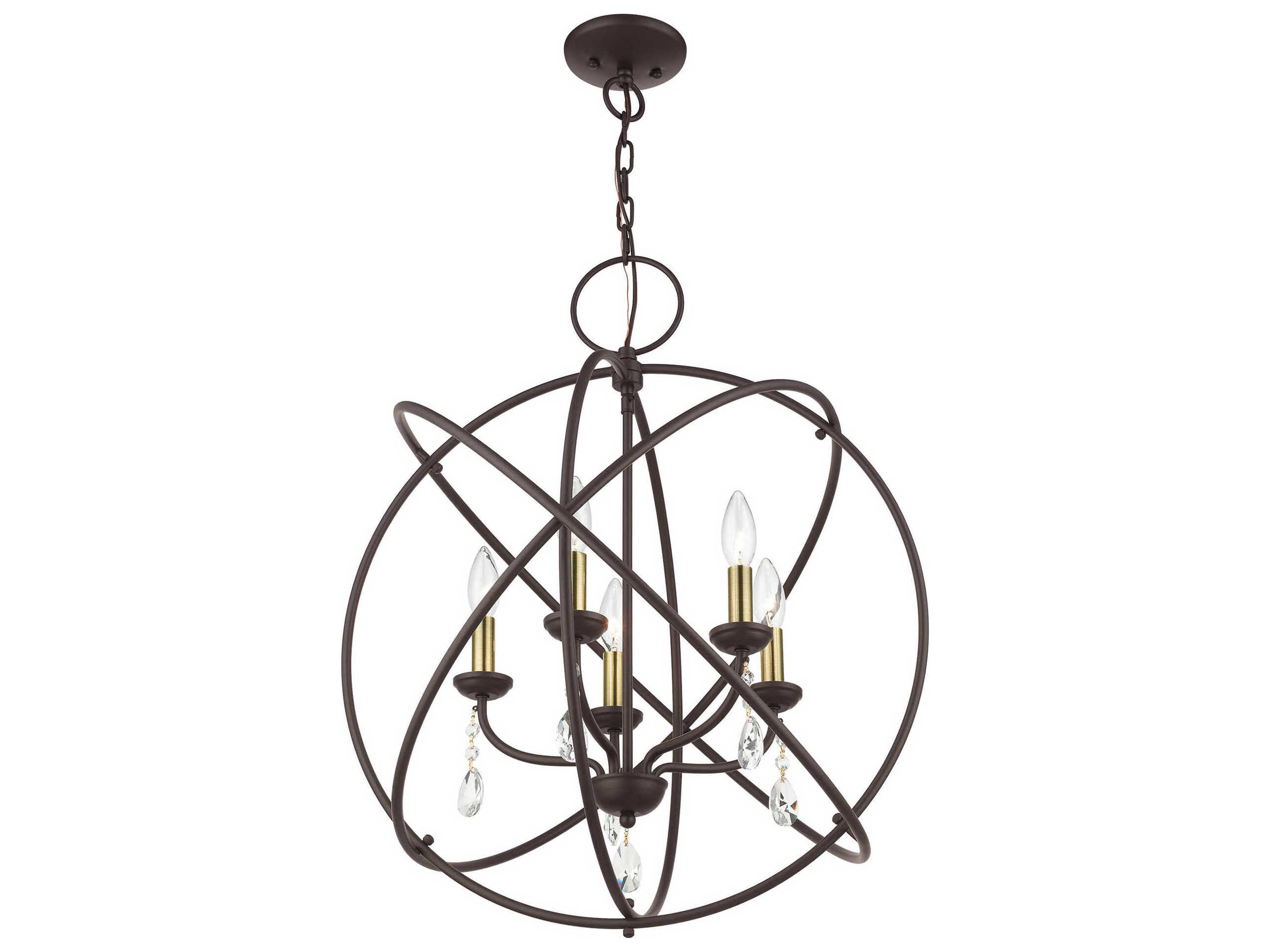 Livex Lighting Aria 5-Light Bronze Crystal Candelabra Geometric Chandelier