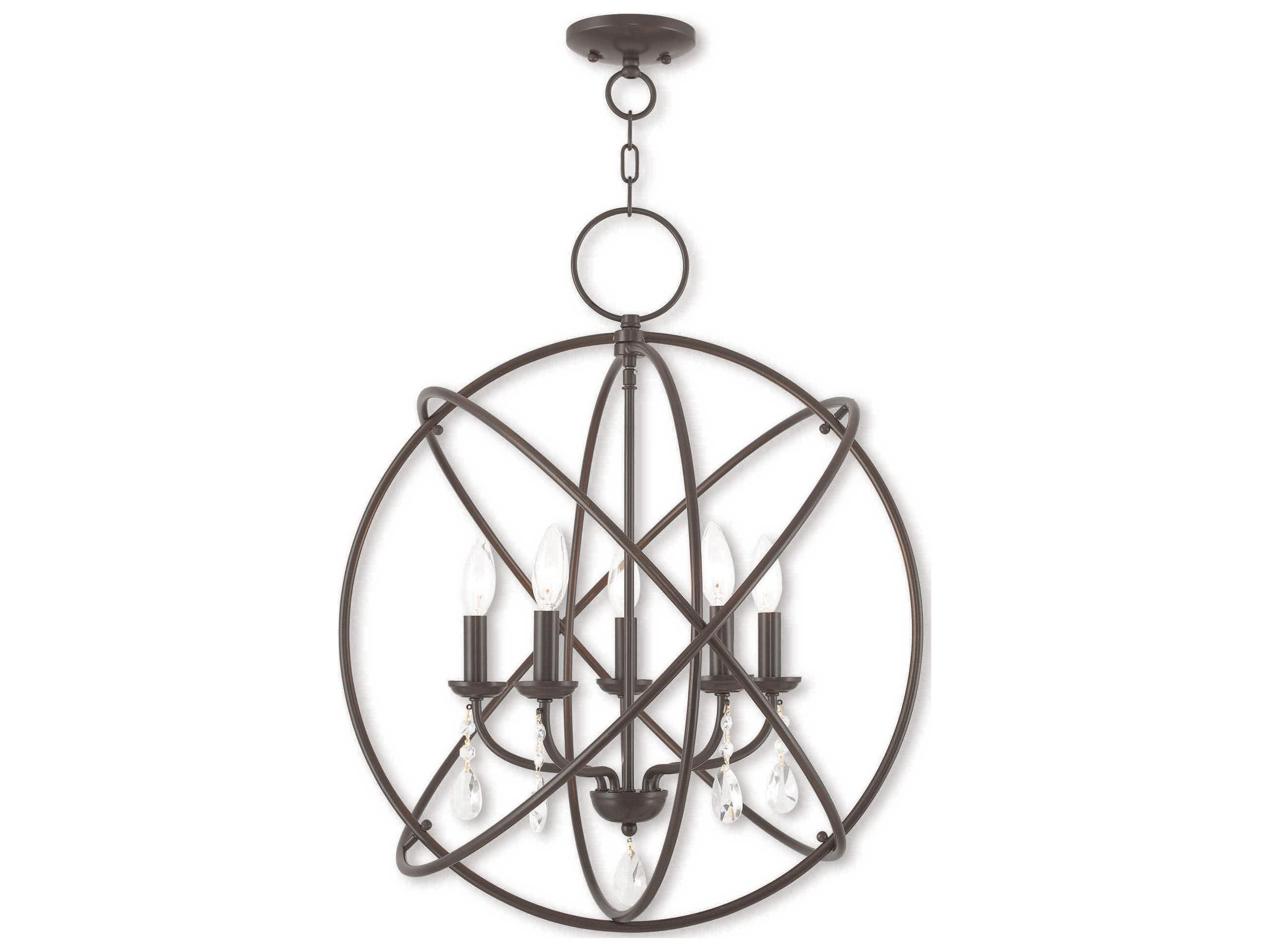 Livex Lighting Aria 5-Light English Bronze Crystal Candelabra Geometric Chandelier